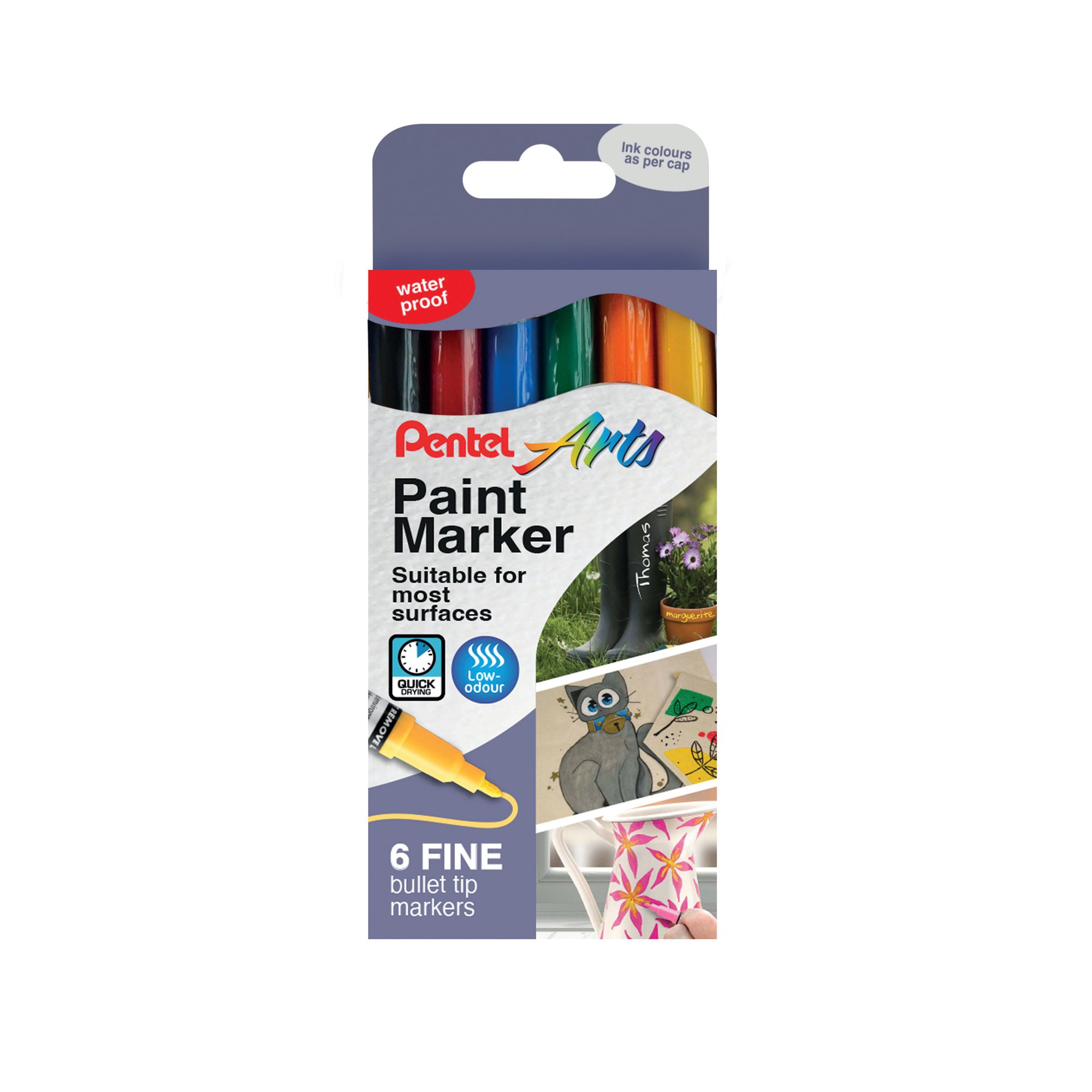 PENTEL PAINT MRKR FINE BULL AST PK6