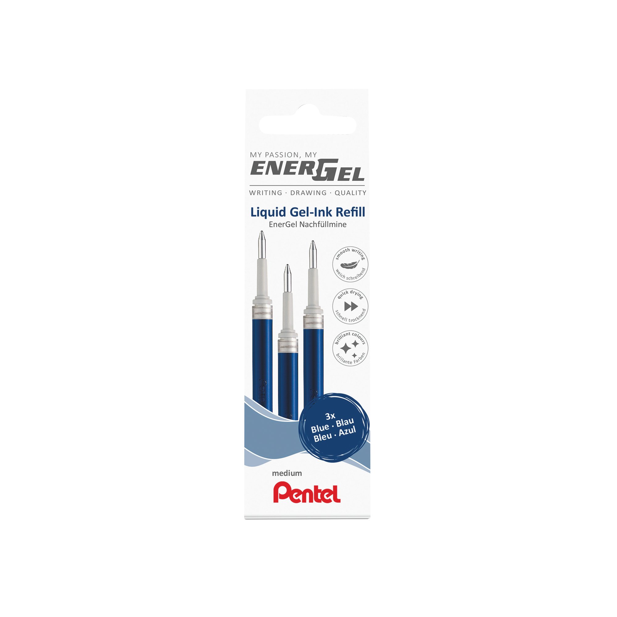 PENTEL ENERGEL REFILL WALLET BLU PK3