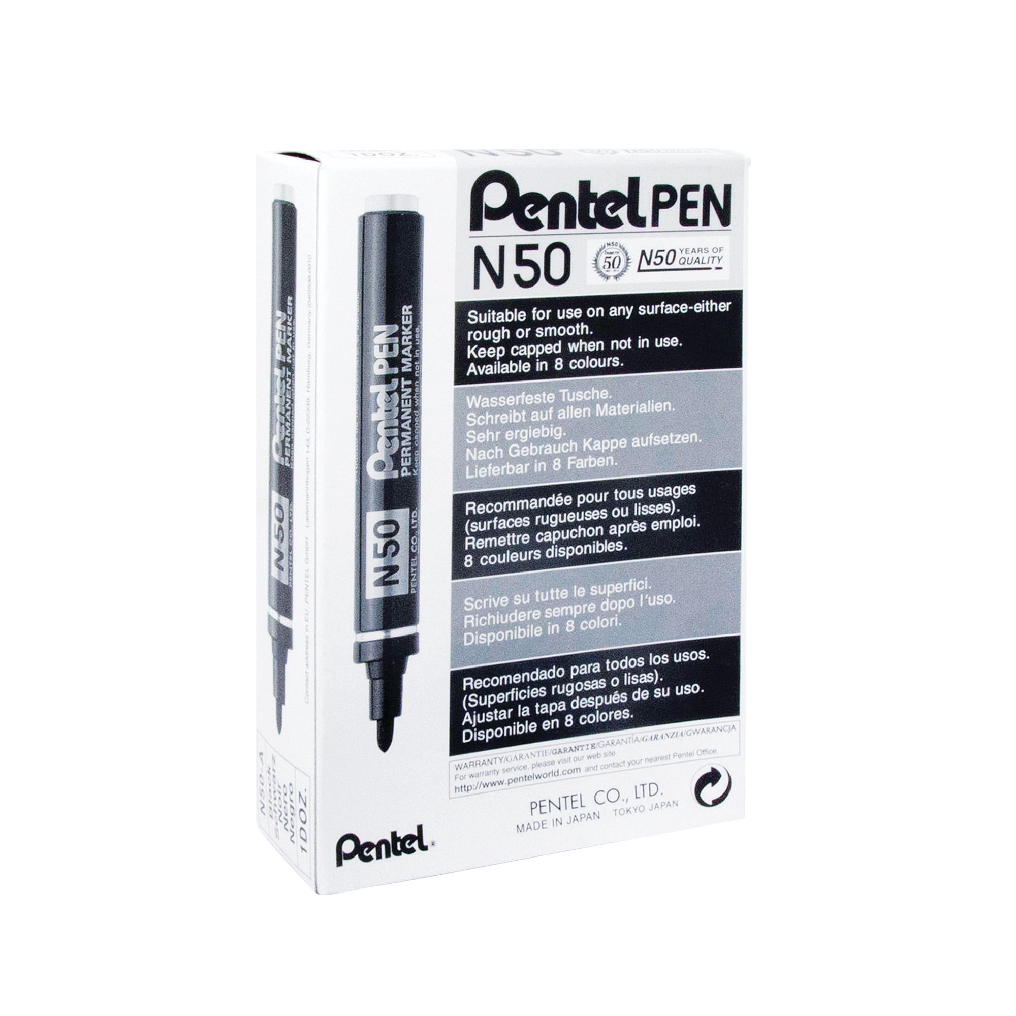 PENTEL N50 BULLET MARKER BLK BOX 12
