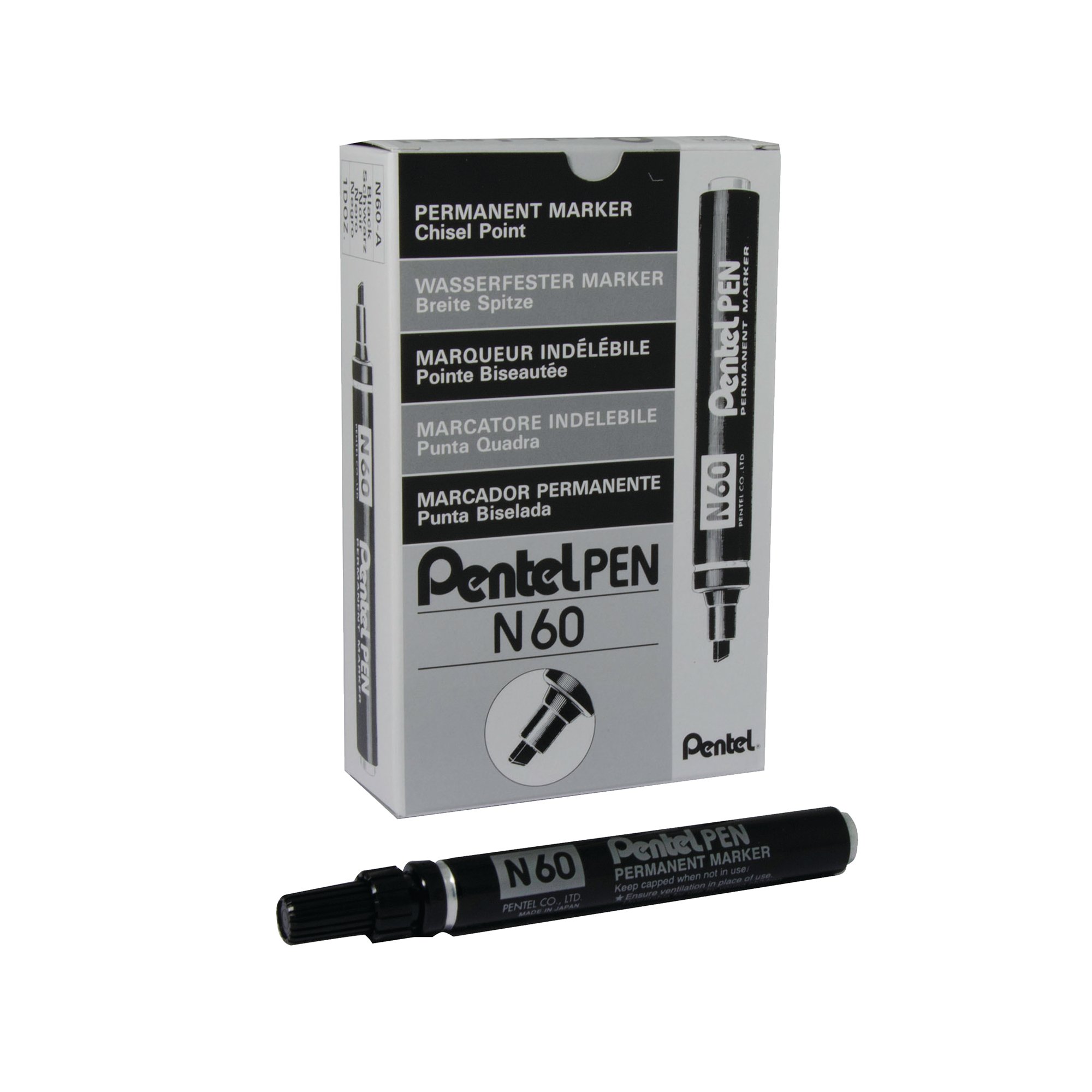 PENTEL N60 CHSL TIP MARKER BLK PK12
