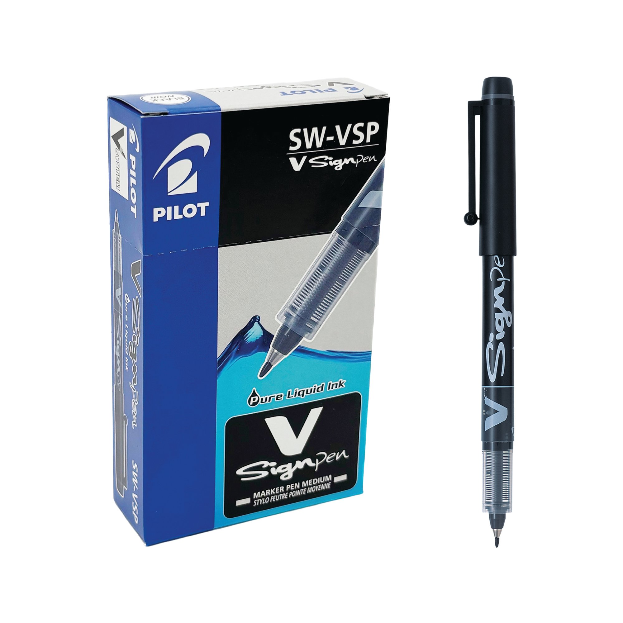 PILOT V SIGN PEN BLACK SWVSP01 PK12