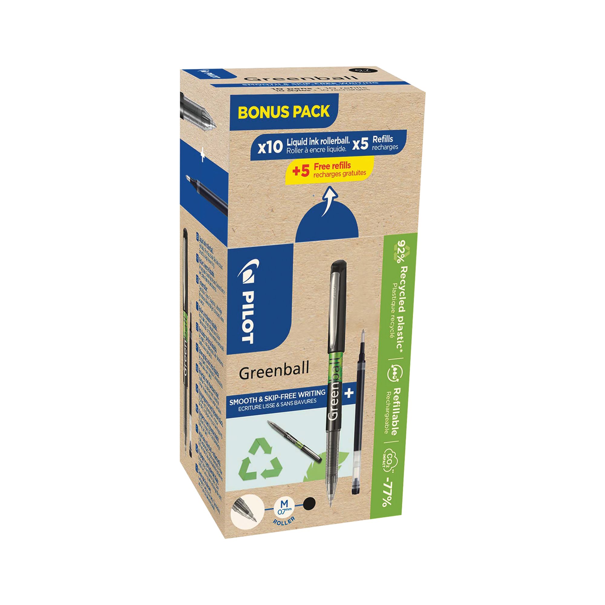 PILOT GREENBALL RBL BLK PEN/RFL PK20