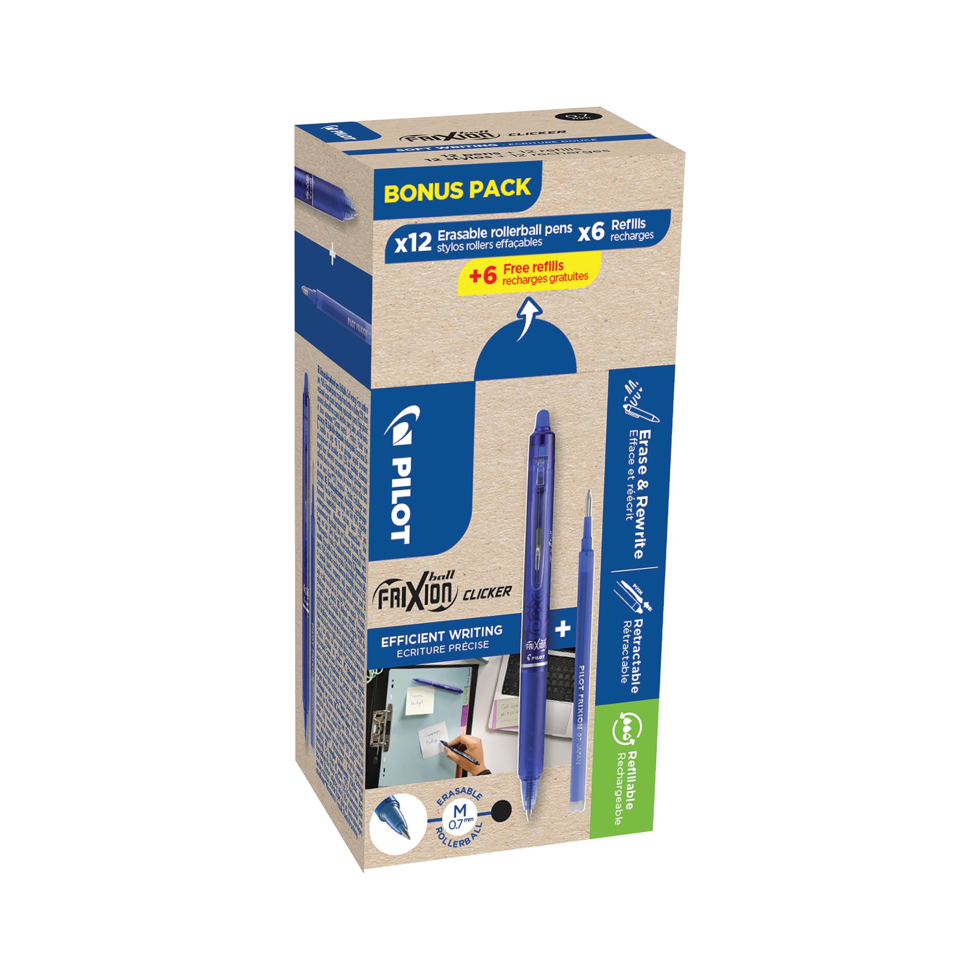 PILOT FRIXION RBL PENS/RFL BLUE PK24