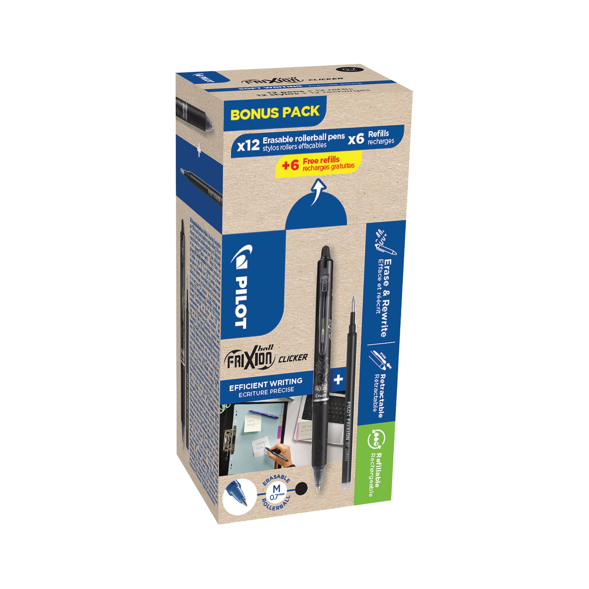 PILOT FRIXION RBL PENS/RFL BLK PK24