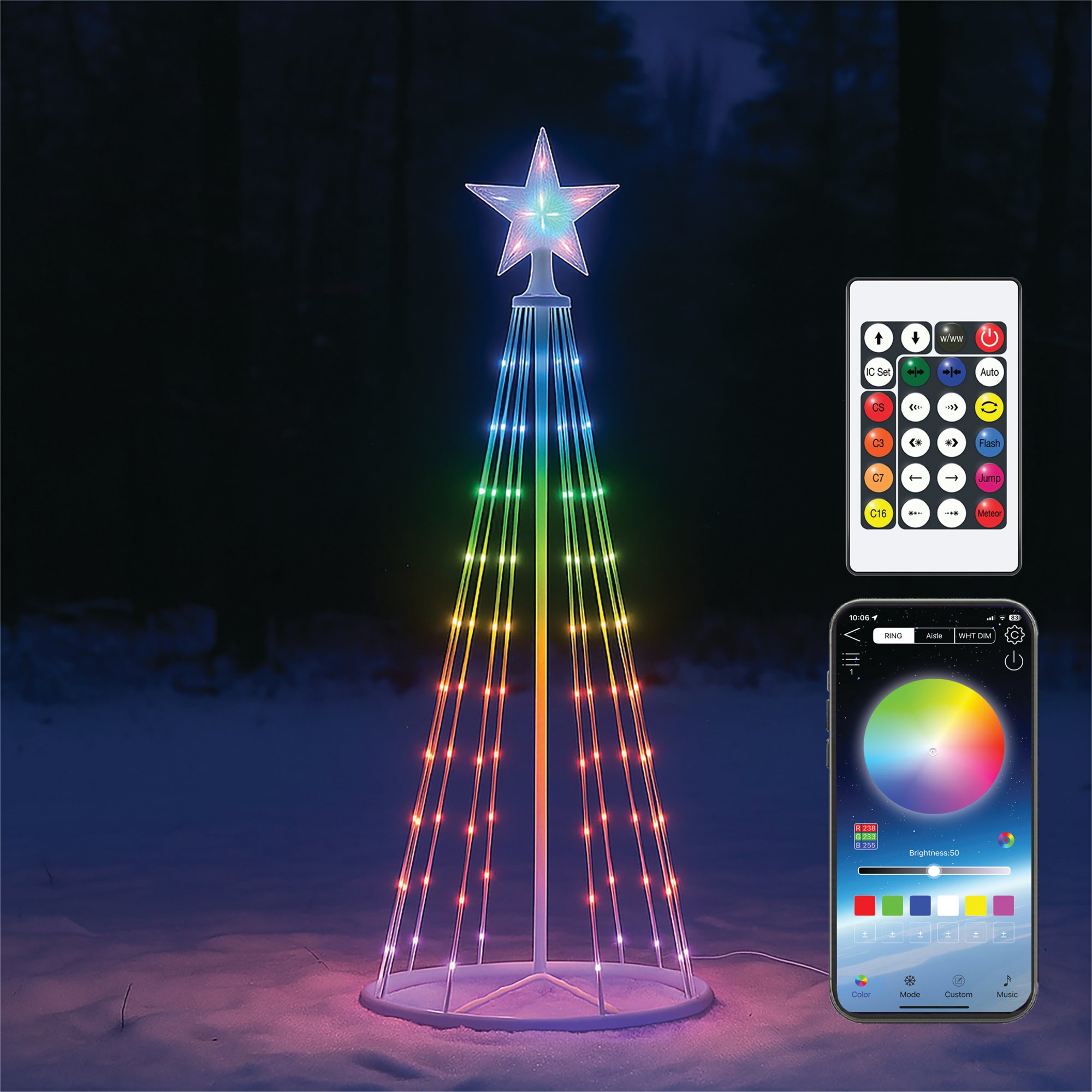 PRE-LIT RGB LED XMAS TREE STAR TOP