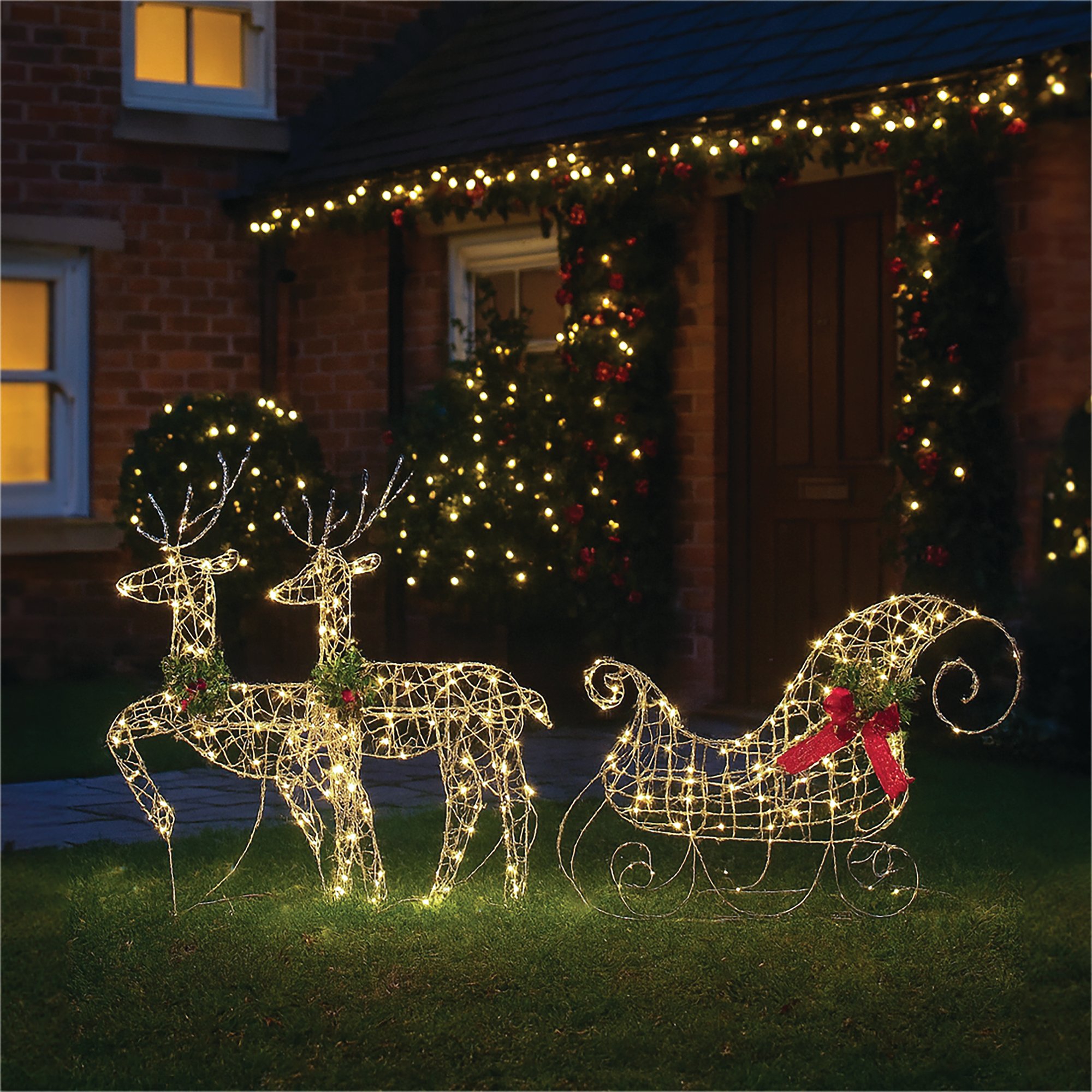 LED LGT UP SLEDGE/DEER WARM WHT PK3
