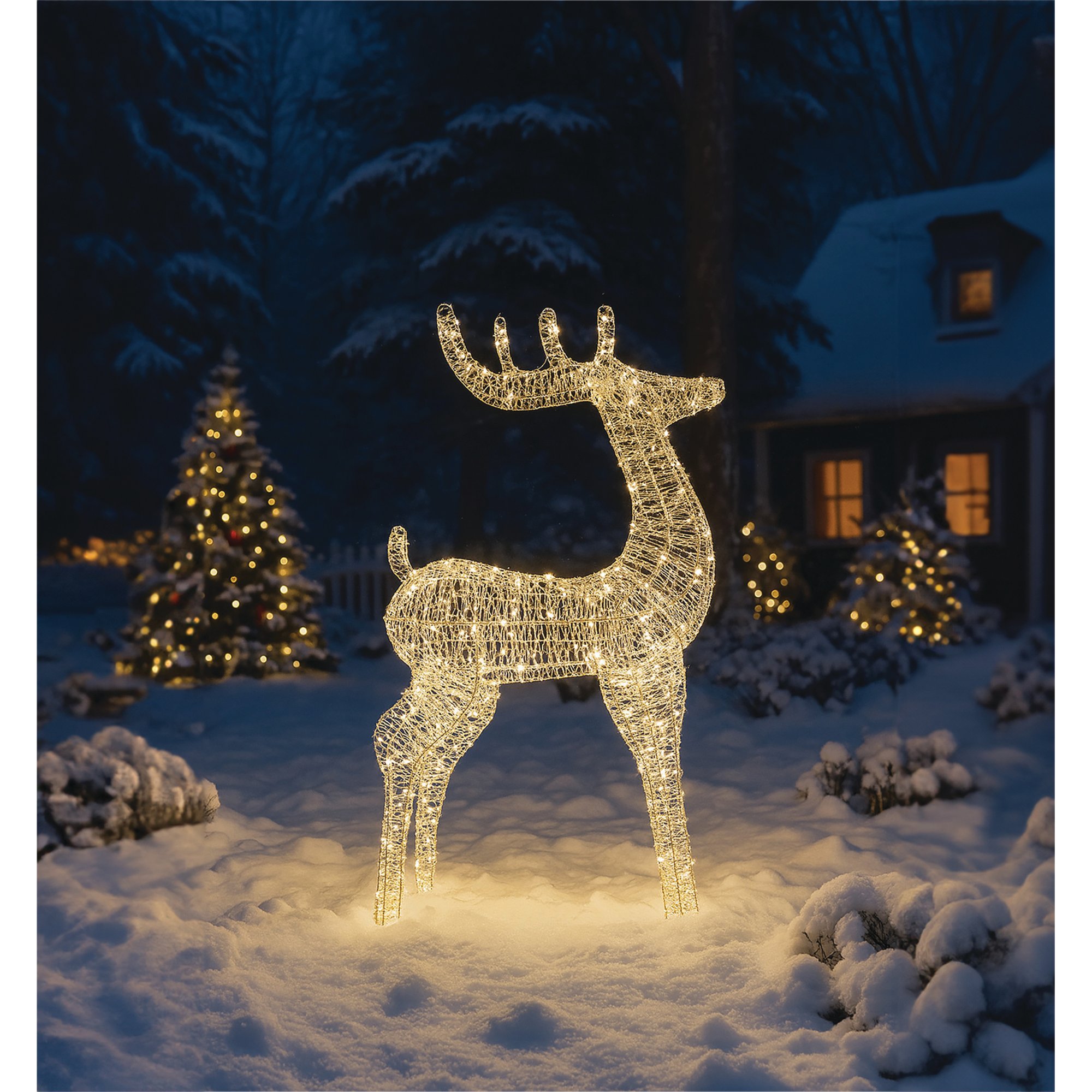 LED LGT UP DEER 1180MM SLV/WARM WHT