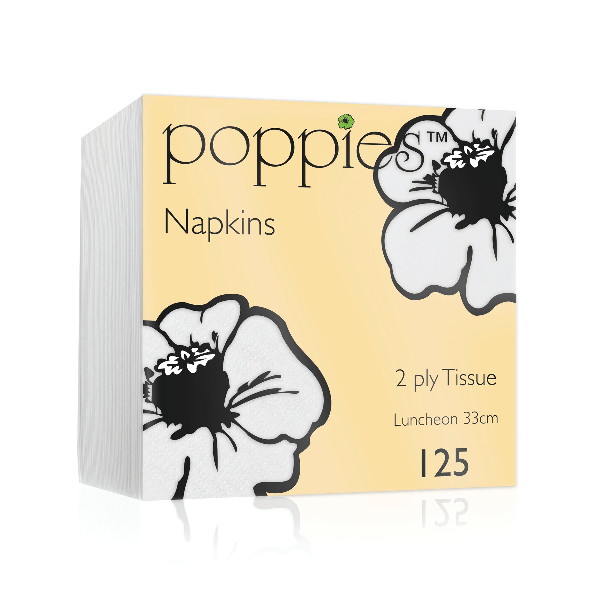 POPPIES 2-PLY NAP 4F 33CM WHT PK2000