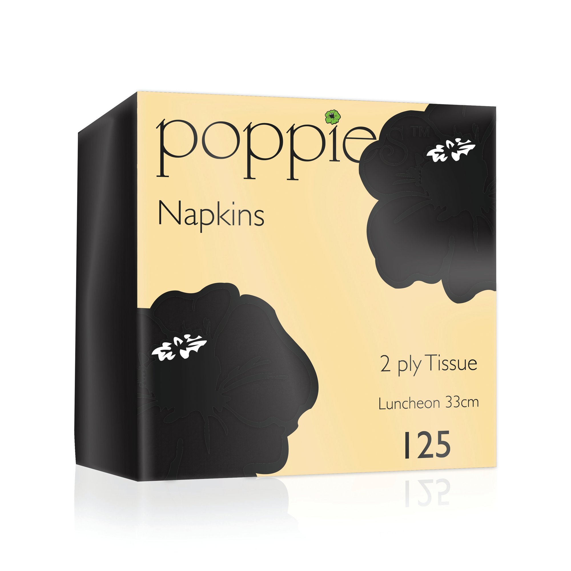 POPPIES 2-PLY NAP 4F 33CM BLK PK2000