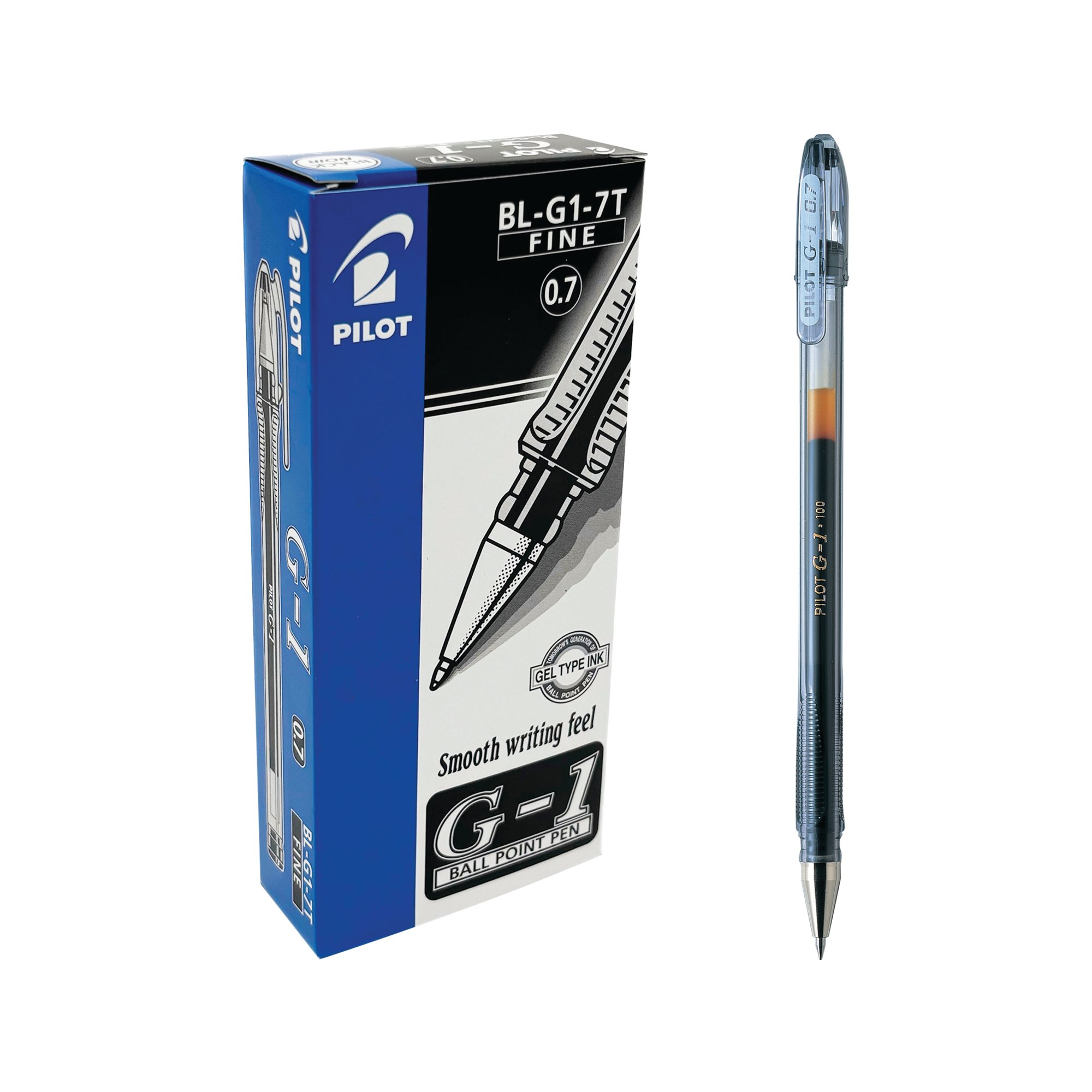 PILOT G1 GEL ROL PEN MED BLACK PK12