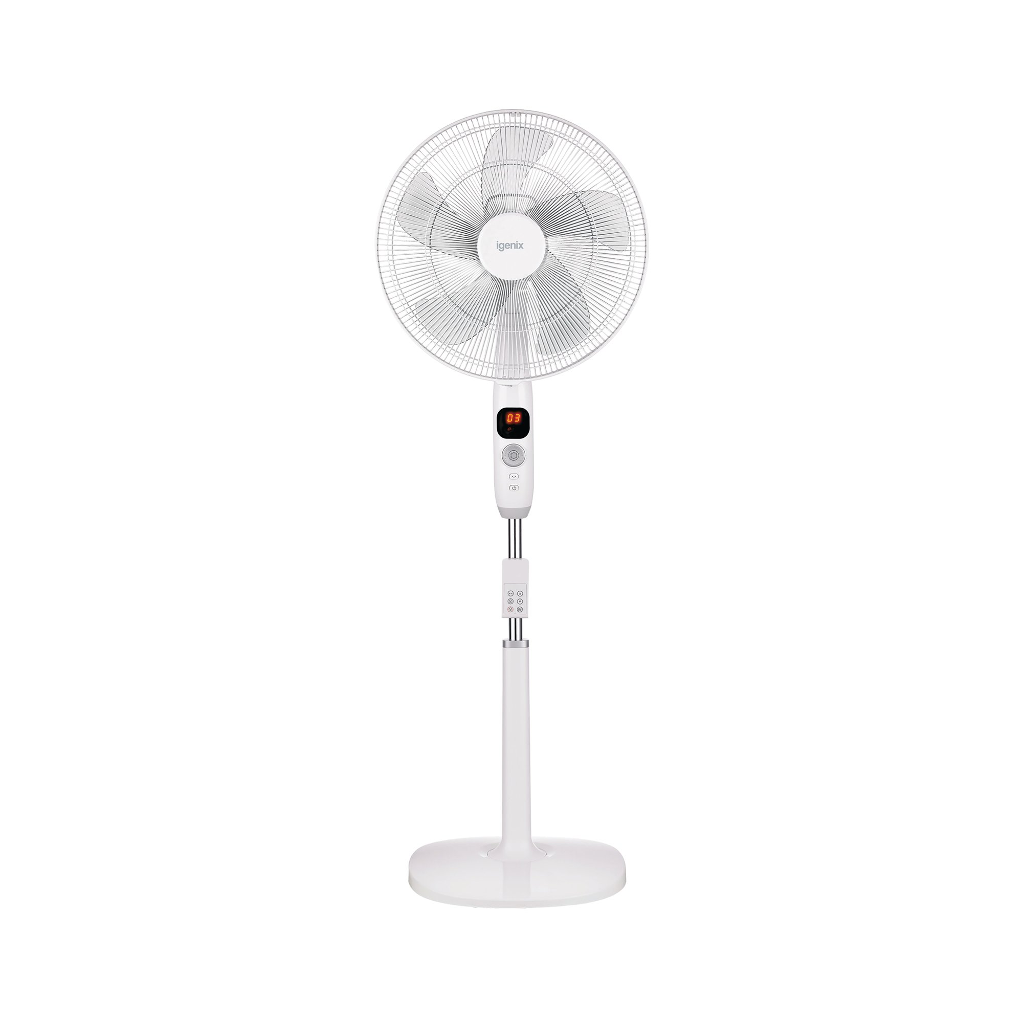 IGENIX 16 INCH DIGI PEDESTAL FAN WHT