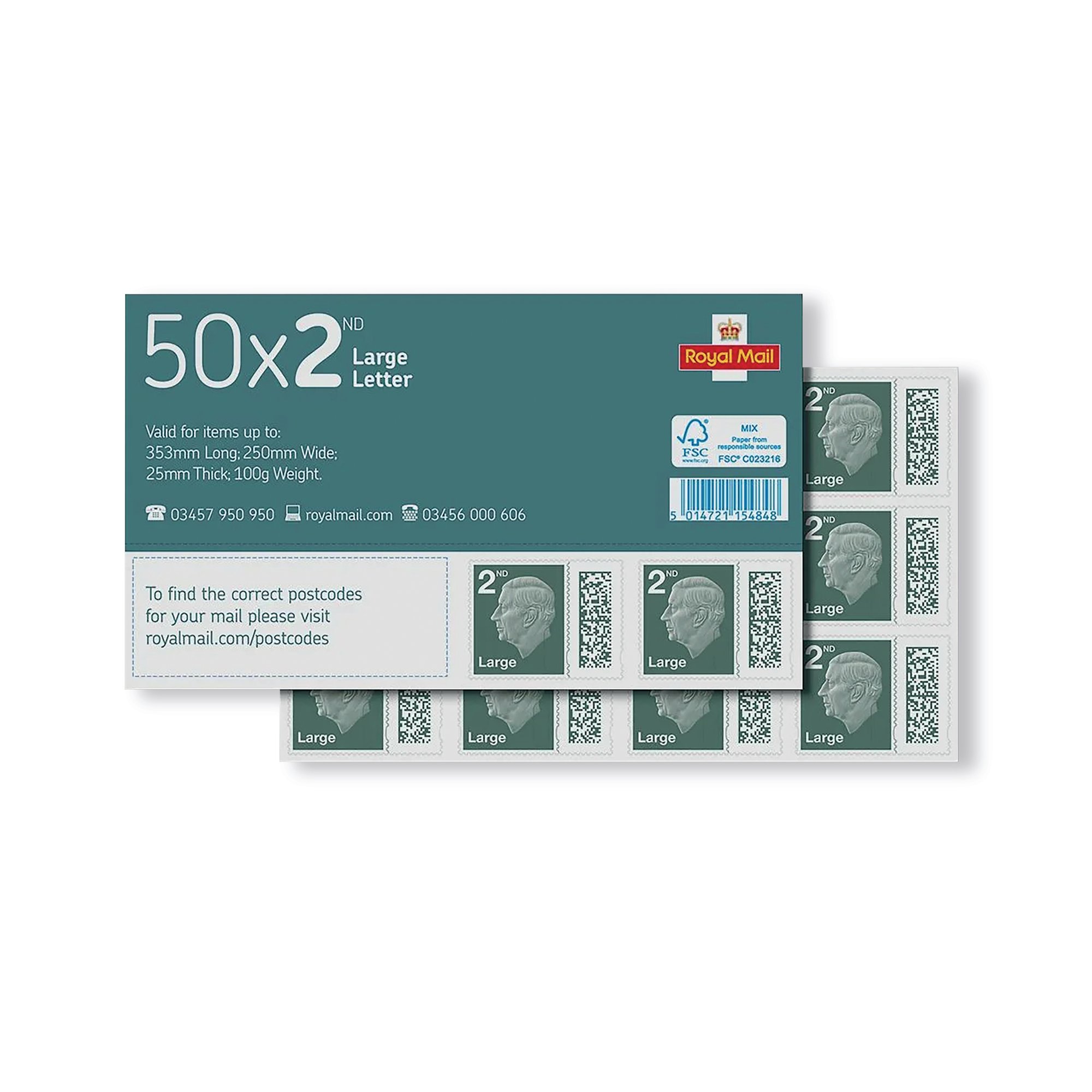 ROYAL MAIL 2ND CLS LG STAMP SH PK50