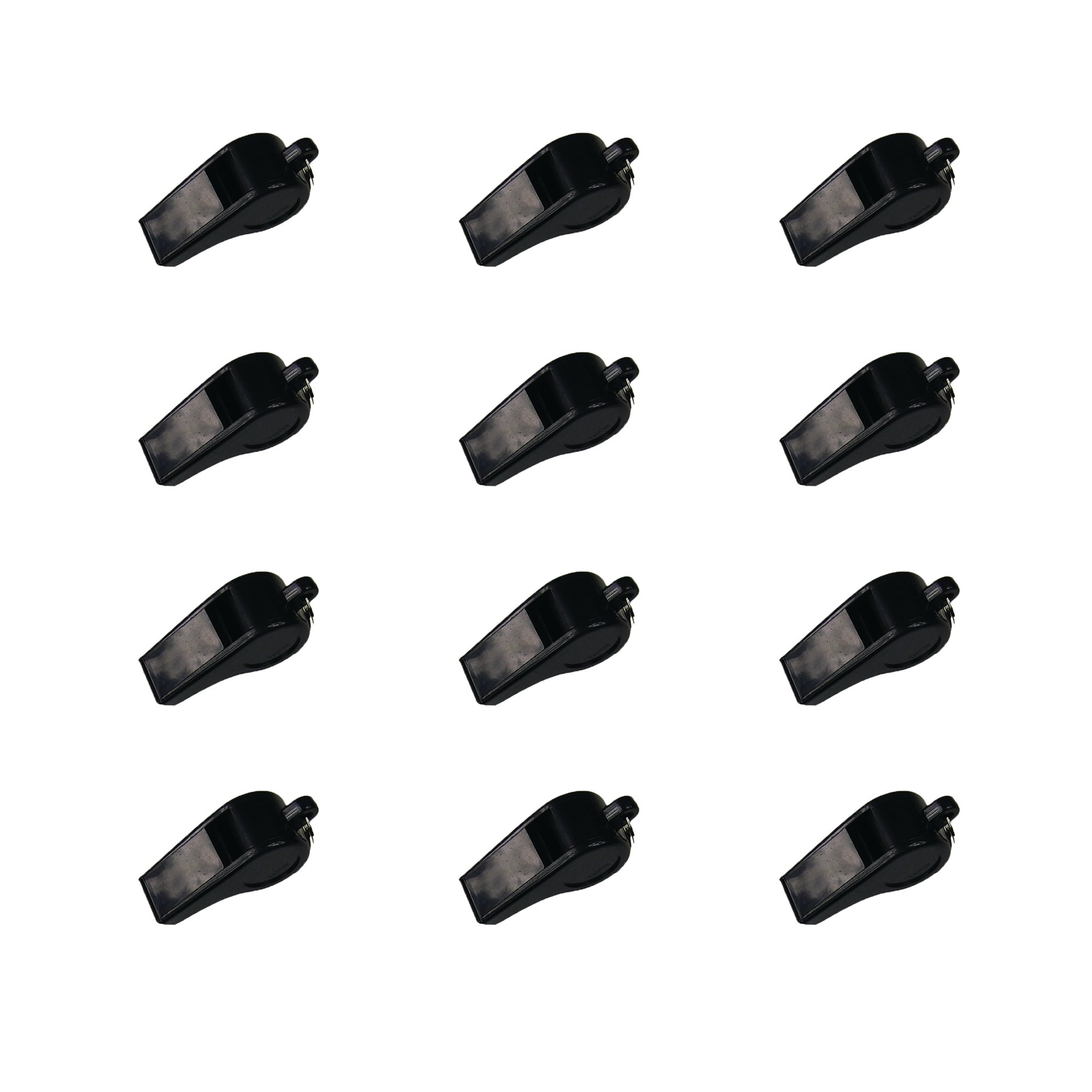 PLASTIC WHISTLES LARGE BLACK PK12