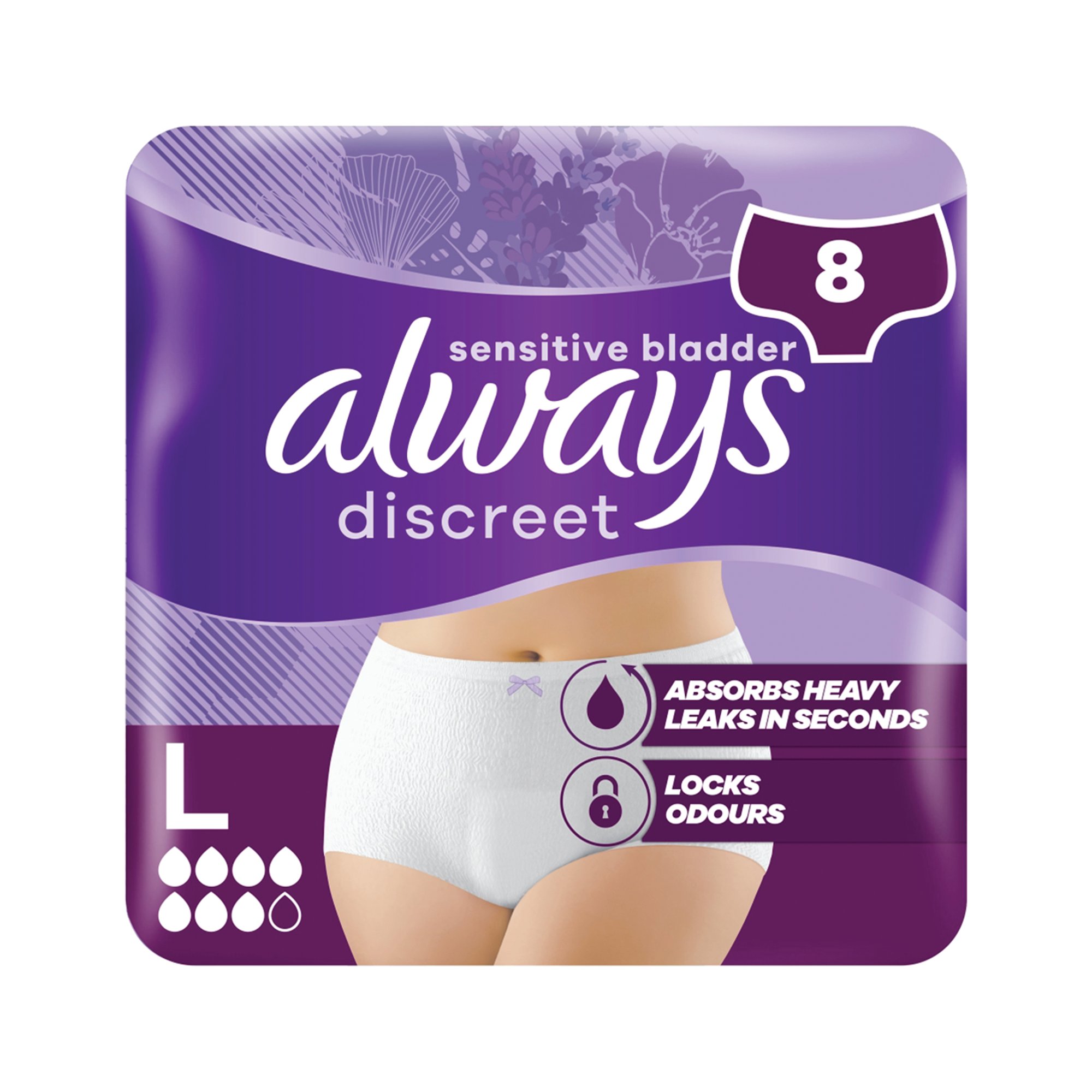 ALWAYS DISCREET PANTS LARGE PLUS PK8