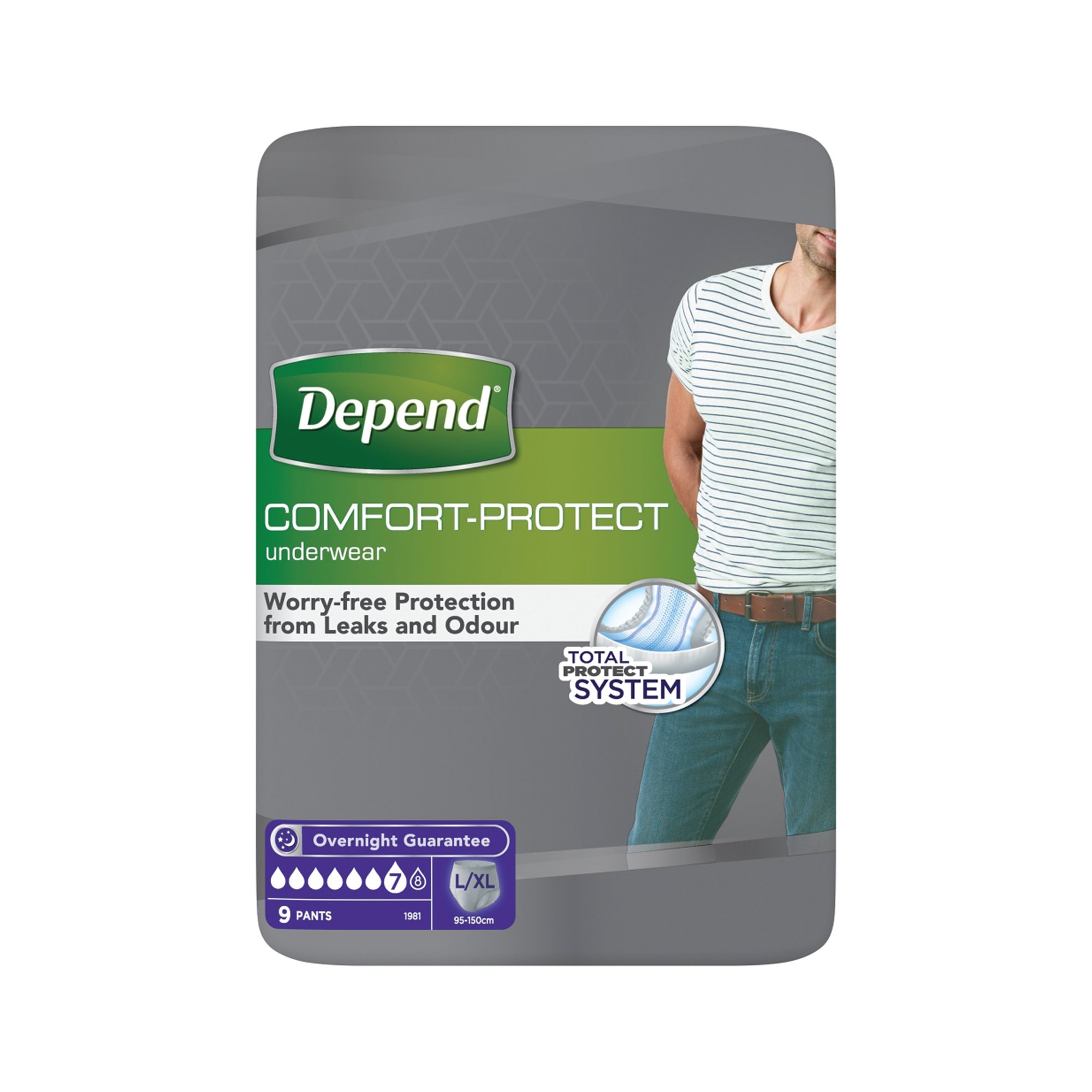 DEPEND COMFORT PRT PANT MEN L/XL PK9