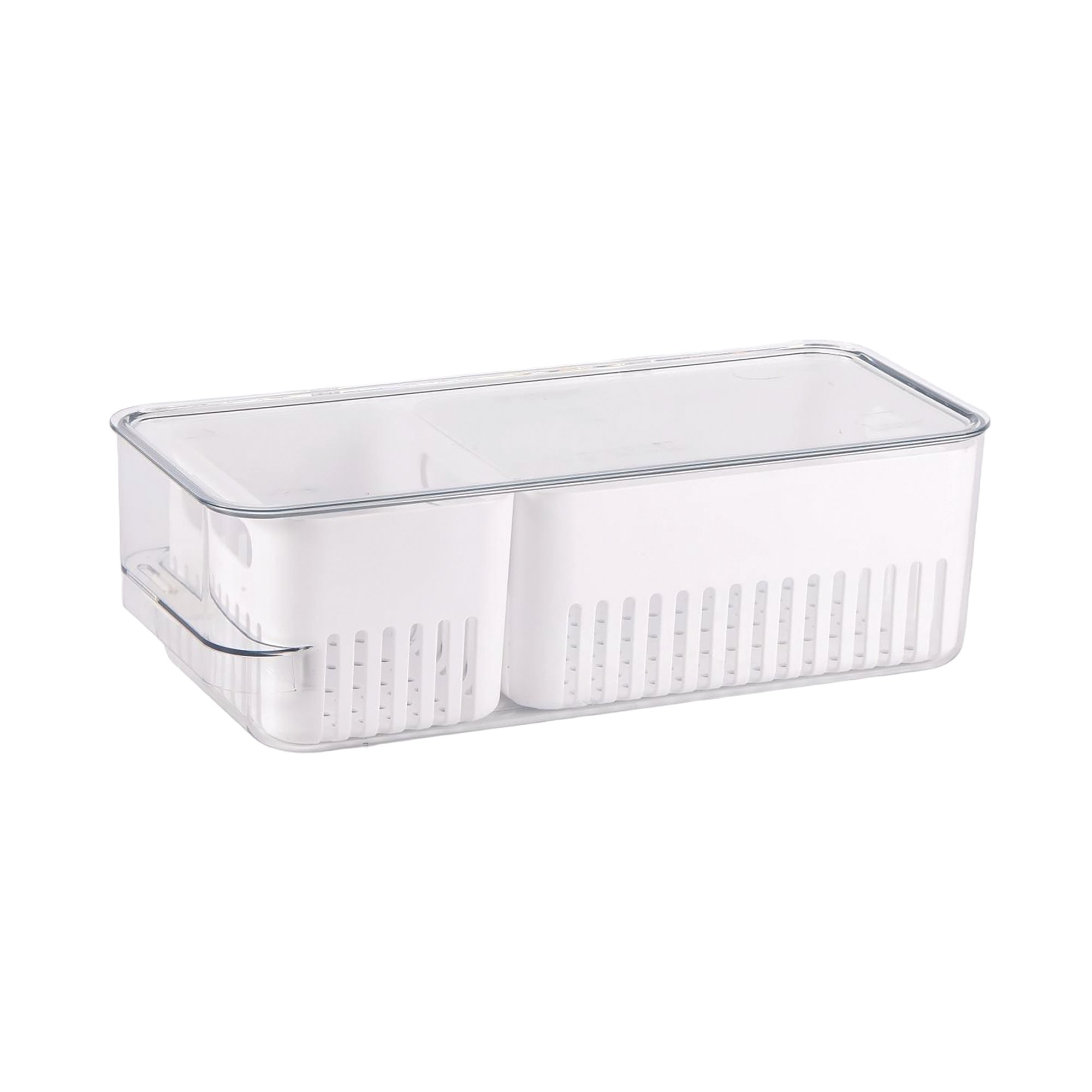 REFRIGERATOR BIN + LID 2 INSERTS CLR