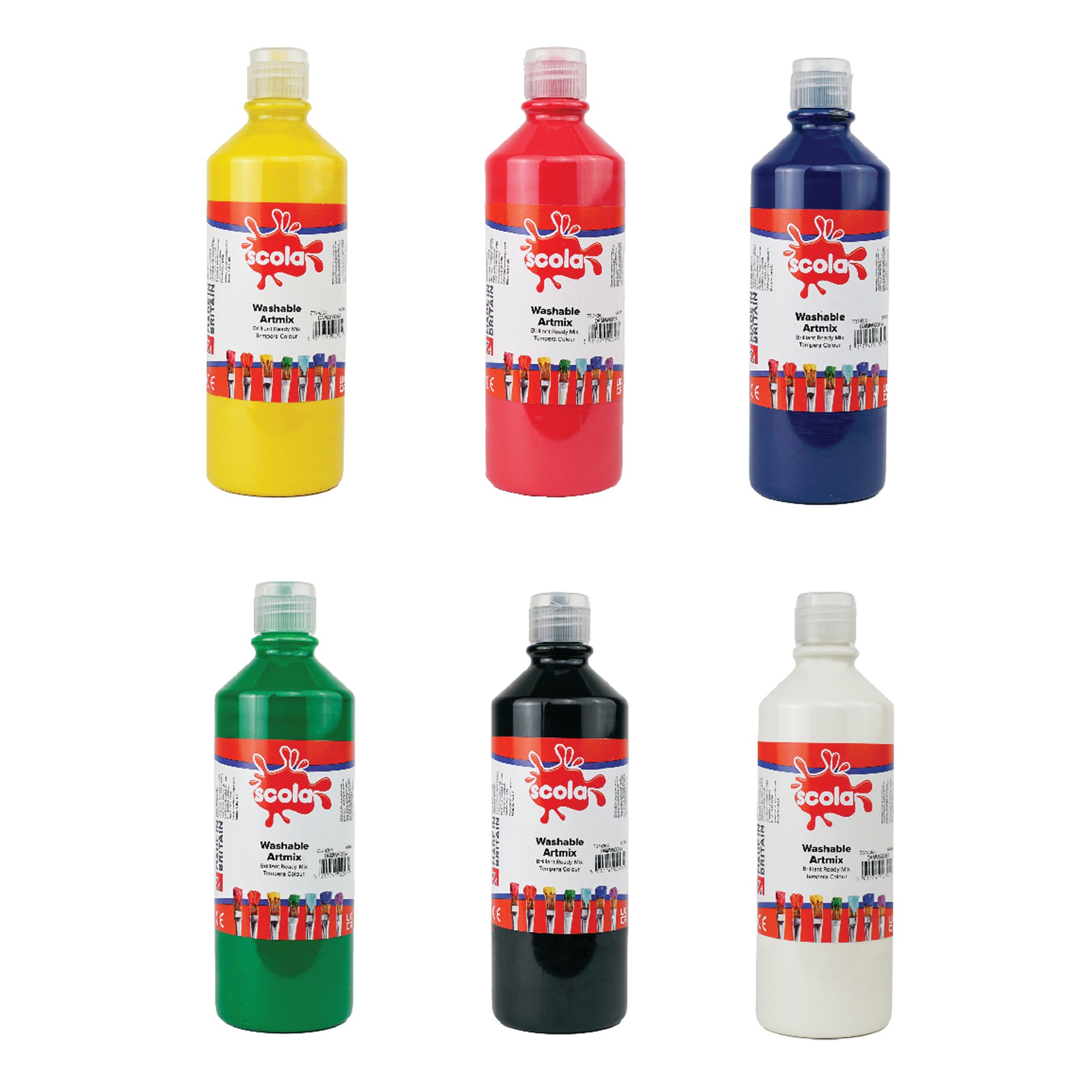WASHABLE RDY MIX PAINT 600ML AST PK6