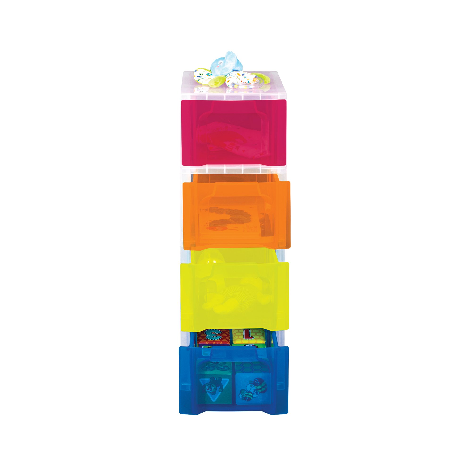 SLIM 4DRW STORAGE TOWER 6L CLR/AST