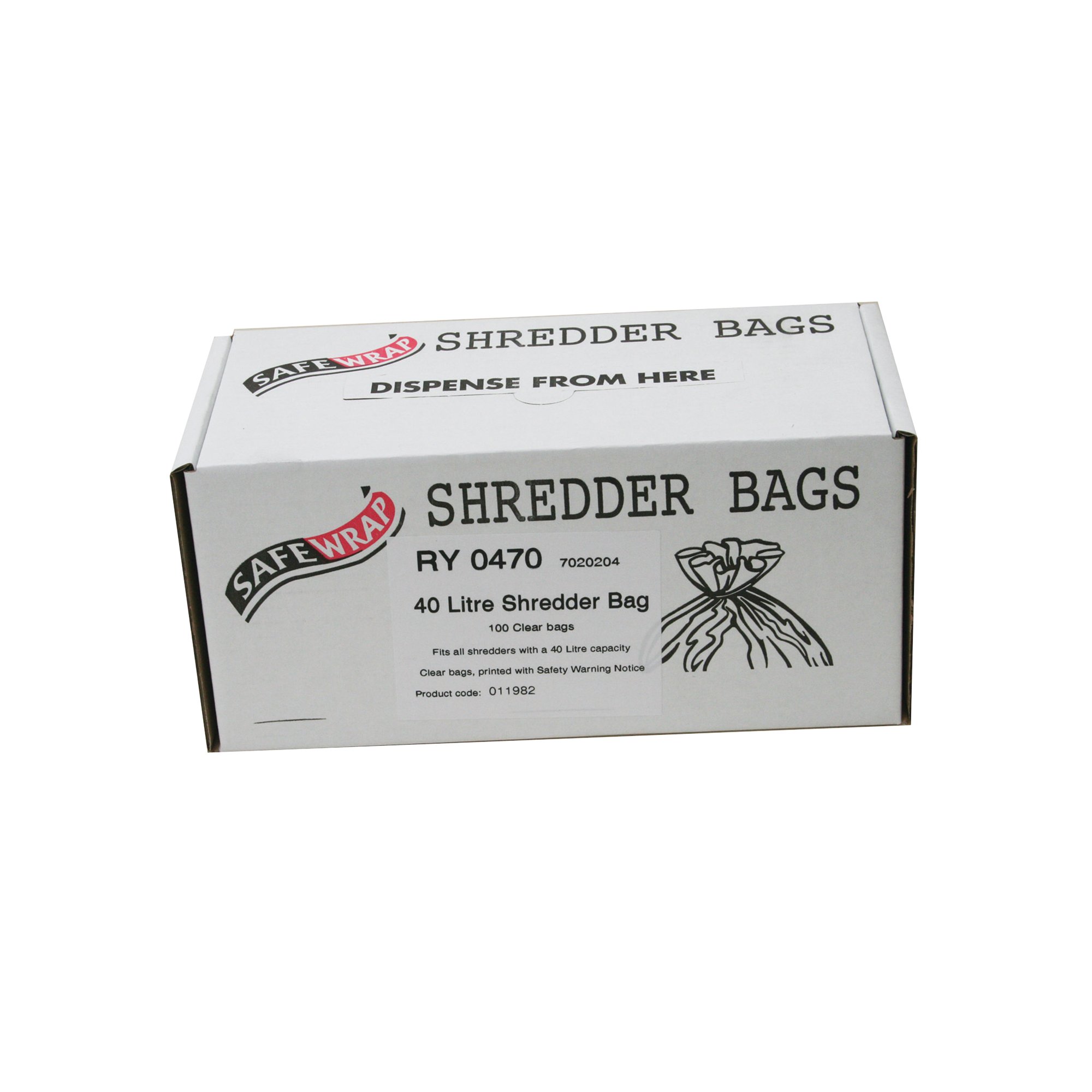 SAFEWRAP SHREDDER BAG 40L CLR PK100