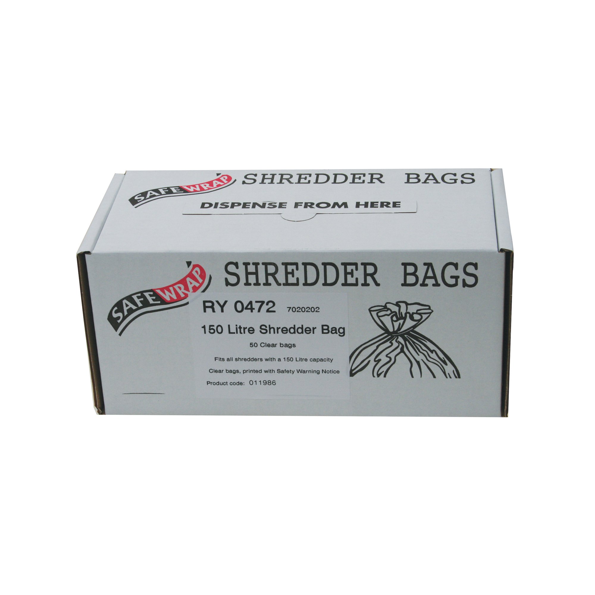 SAFEWRAP SHREDDER BAG 150L CLR PK50