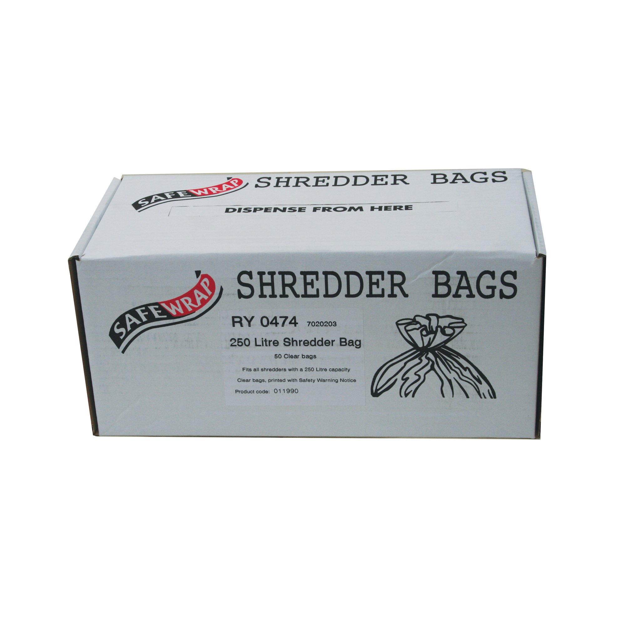 SAFEWRAP SHREDDER BAG 250L CLR PK50