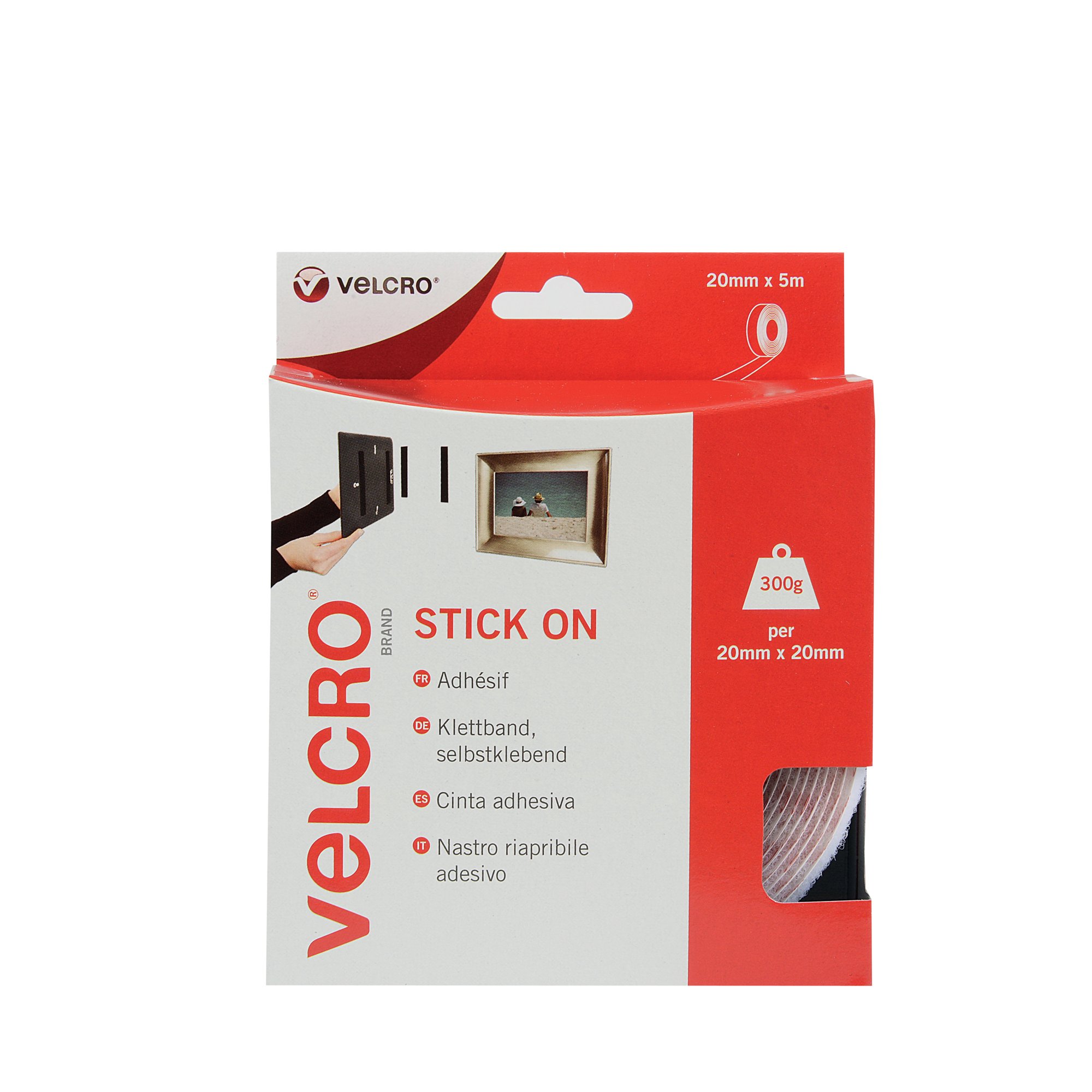 VELCRO STICK ON TAPE 20MMX5M WHITE