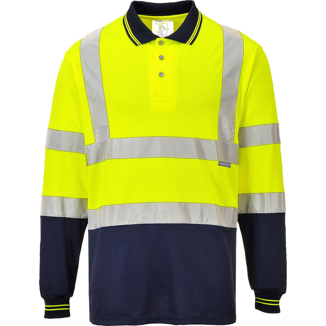 HI-VIS CONT POLO L/S YLW/NAVY XXXL