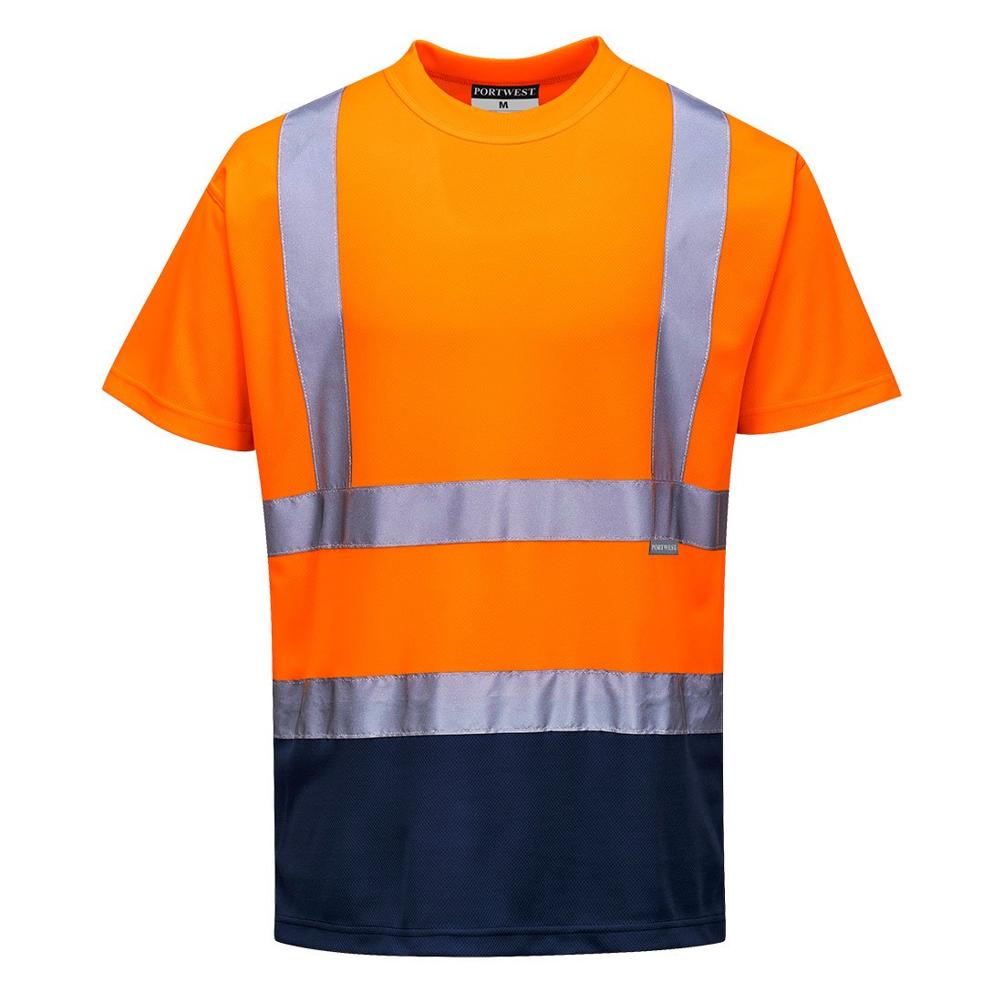 HI-VIS CONT T-SHIRT S/S ORG/NAVY L