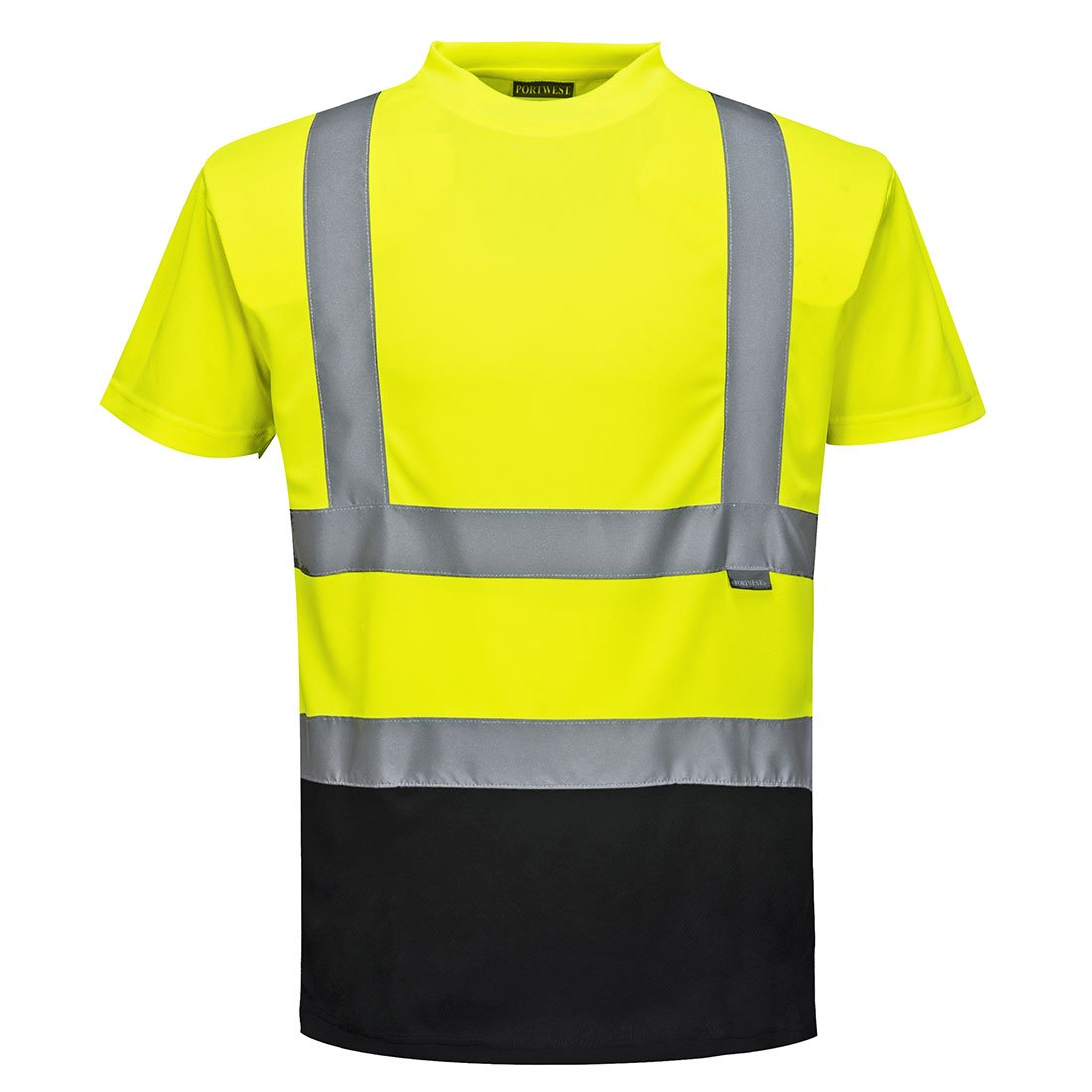 HI-VIS CONT T-SHIRT S/S YLW/BLK XL