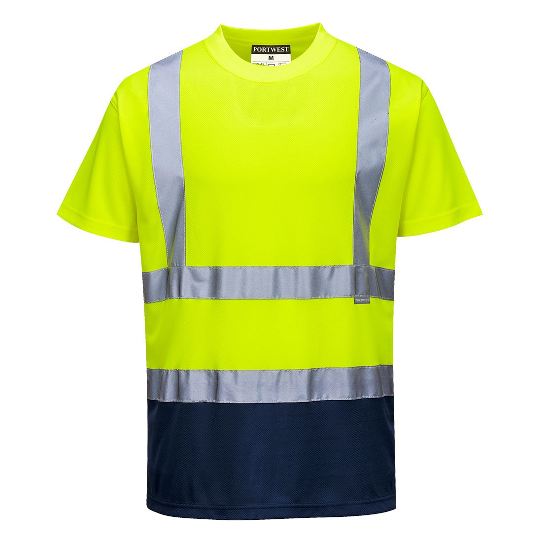 HI-VIS CONT T-SHIRT S/S YLW/NAVY M