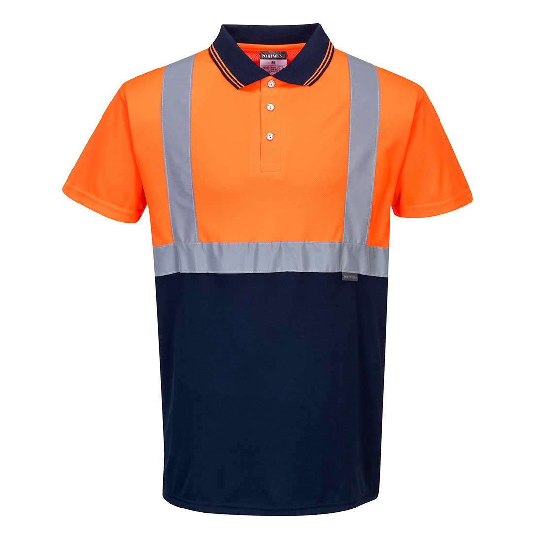 HI-VIS CONTRAST POLO S/S ORG/NAVY S