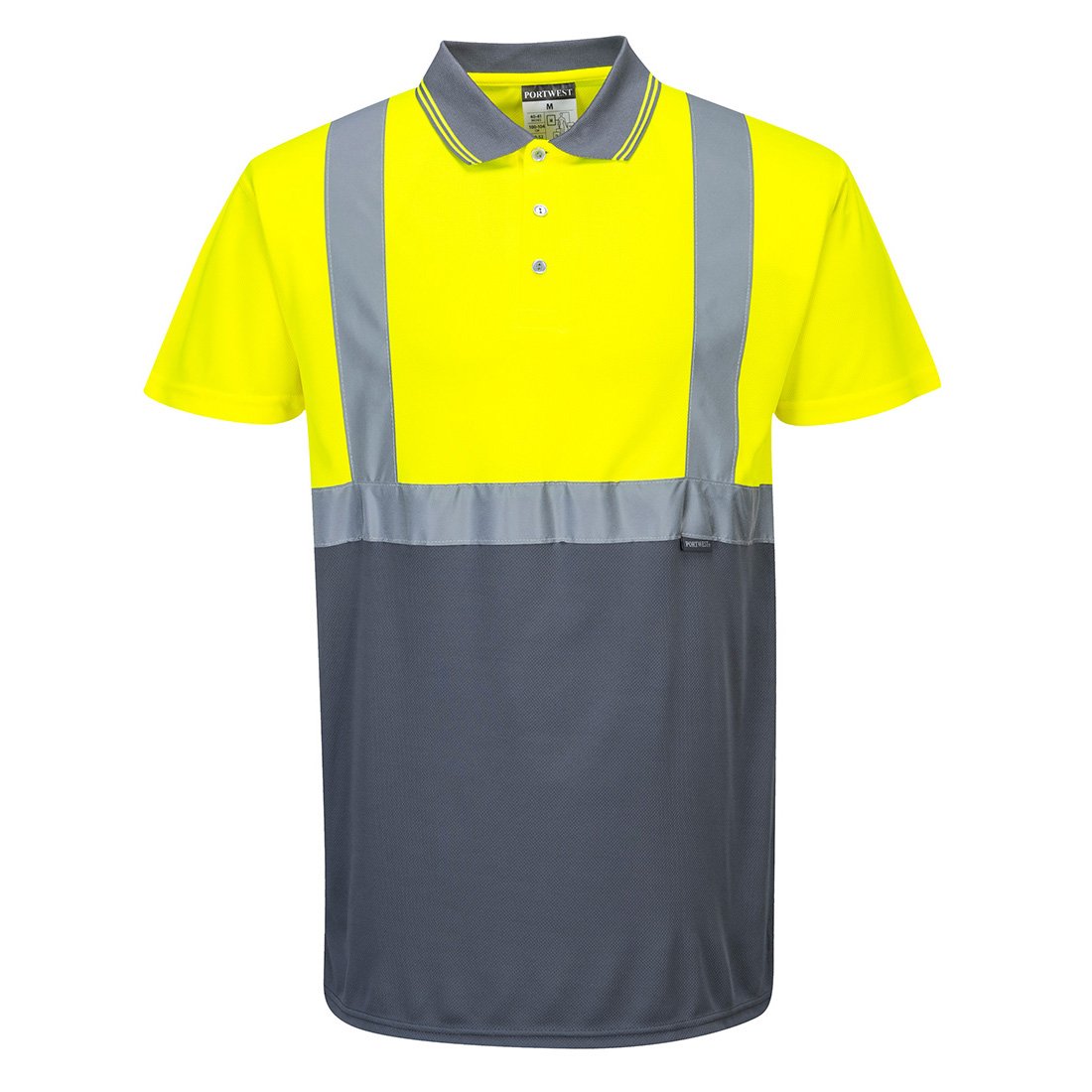 HI-VIS CONTRAST POLO S/S YLW/GRY XL