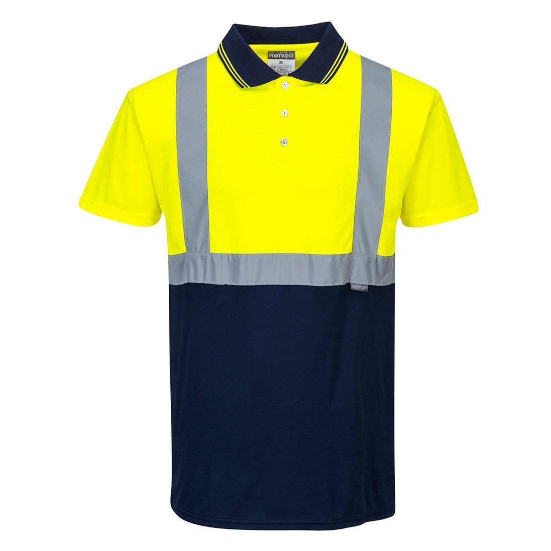 HI-VIS CONTRAST POLO S/S YLW/NAVY L