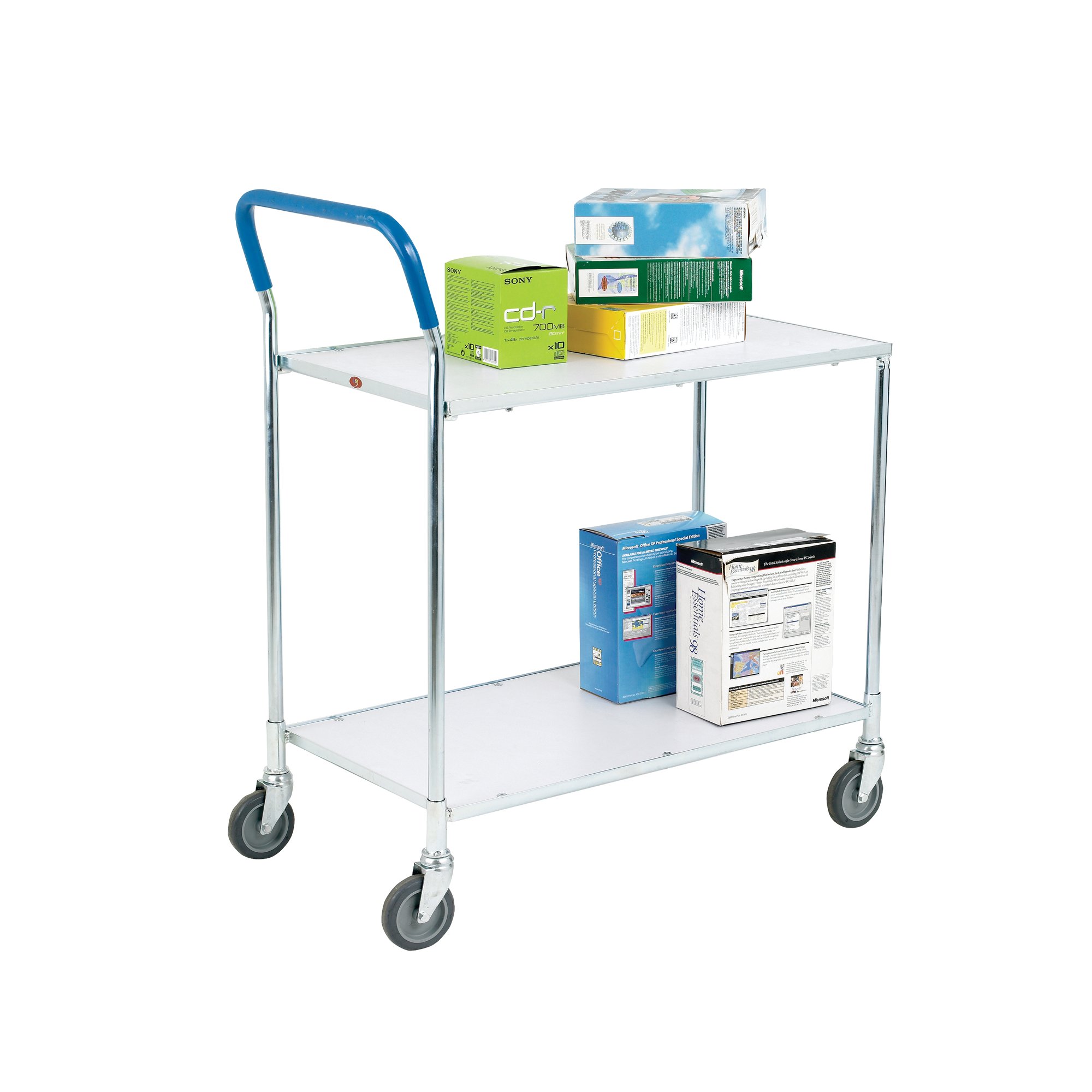 2 TIER SERVICE TROLLEY MET GRY/WHT