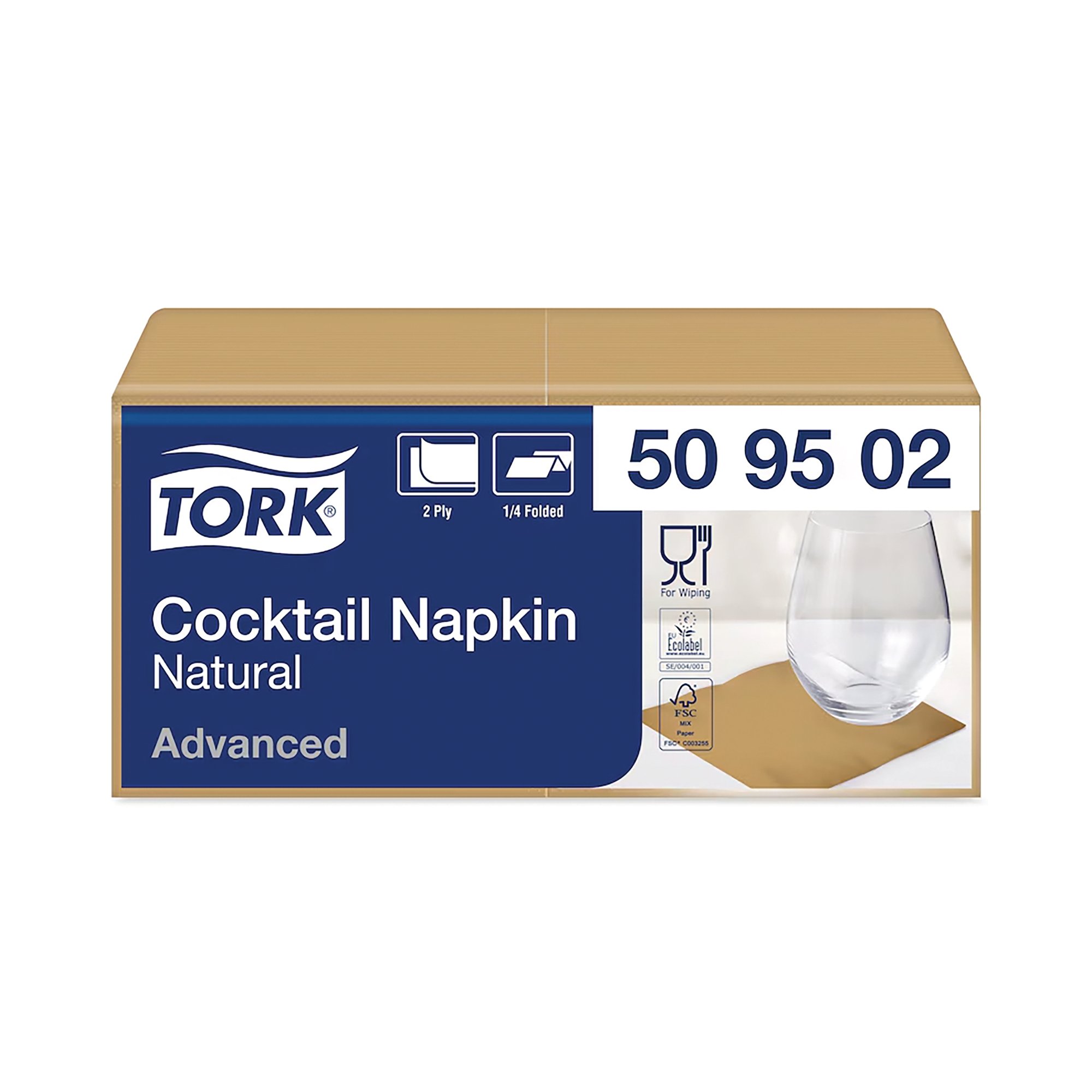 TORK COCKTAIL NAPKIN 2-PLY NAT PK200