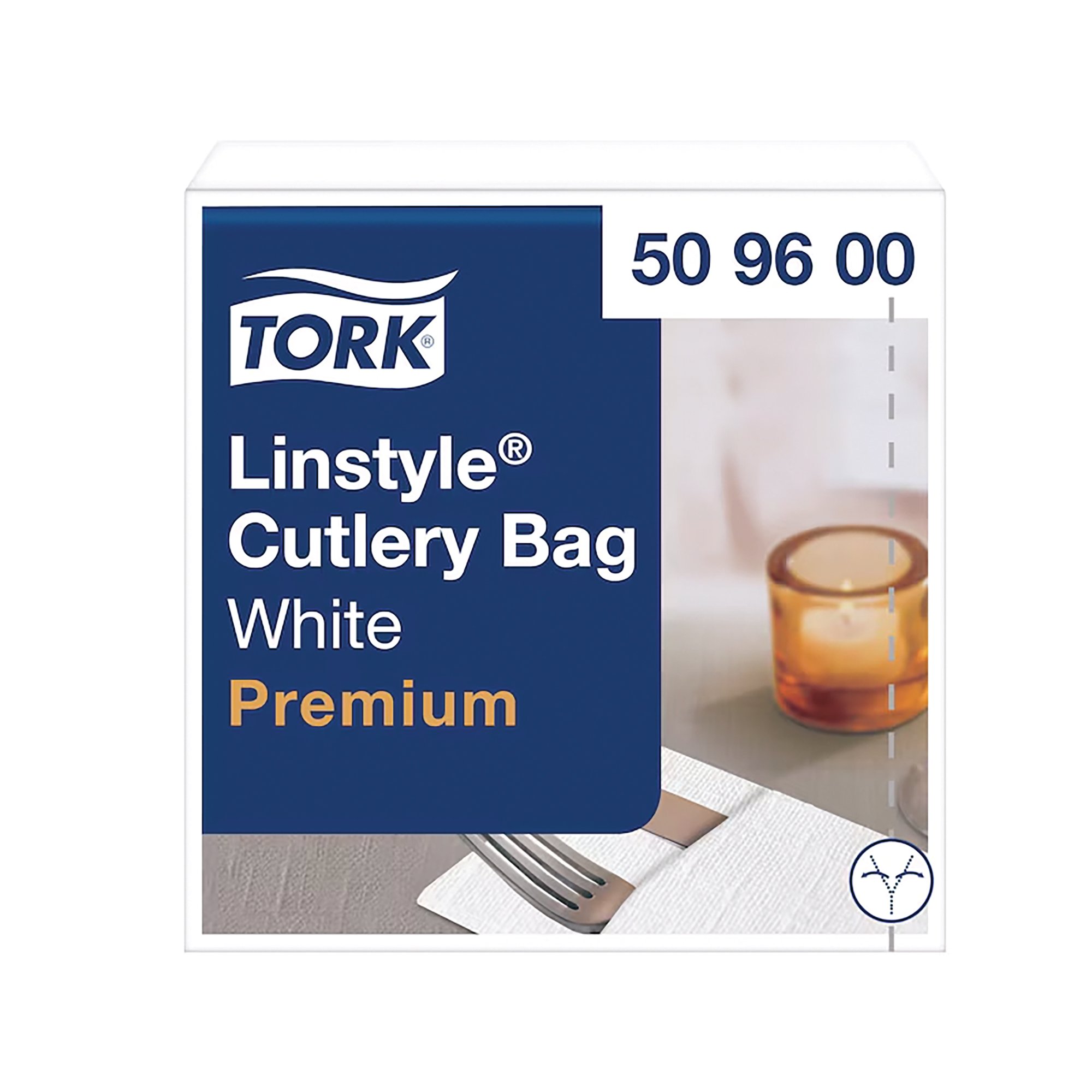 TORK LINSTYLE CUTLERY BAG WHT PK50