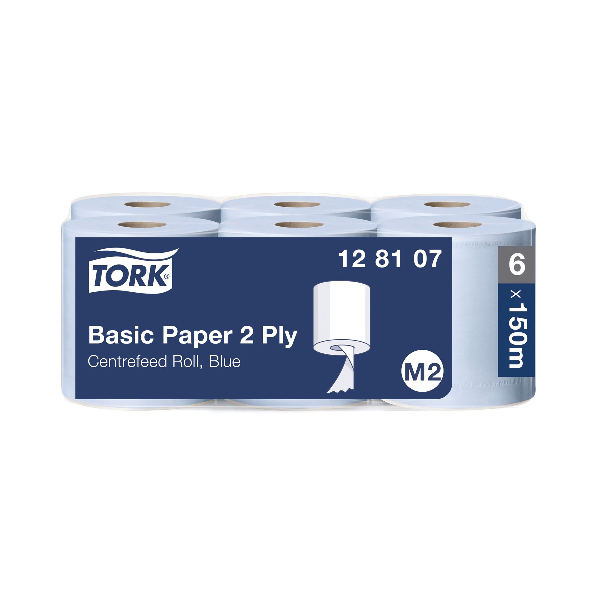 BASIC PAPER CFEED ROLL 2PLY BLUE PK6