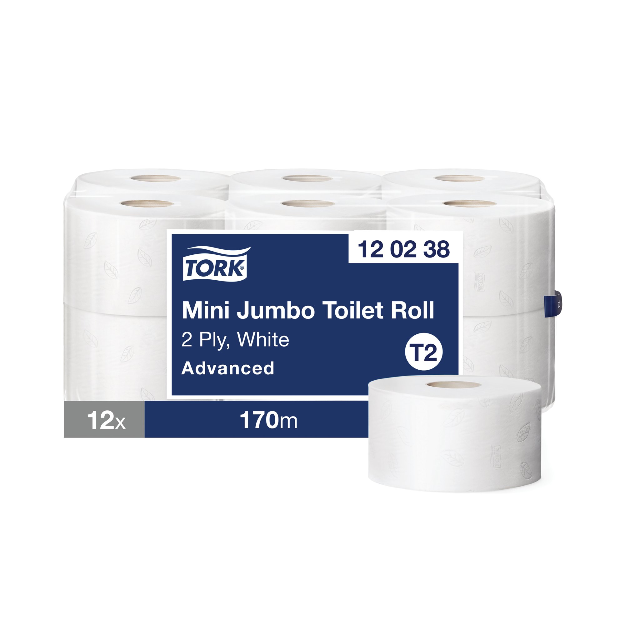 T2 MINI JUMBO TOILET ROLL 2-PLY PK12