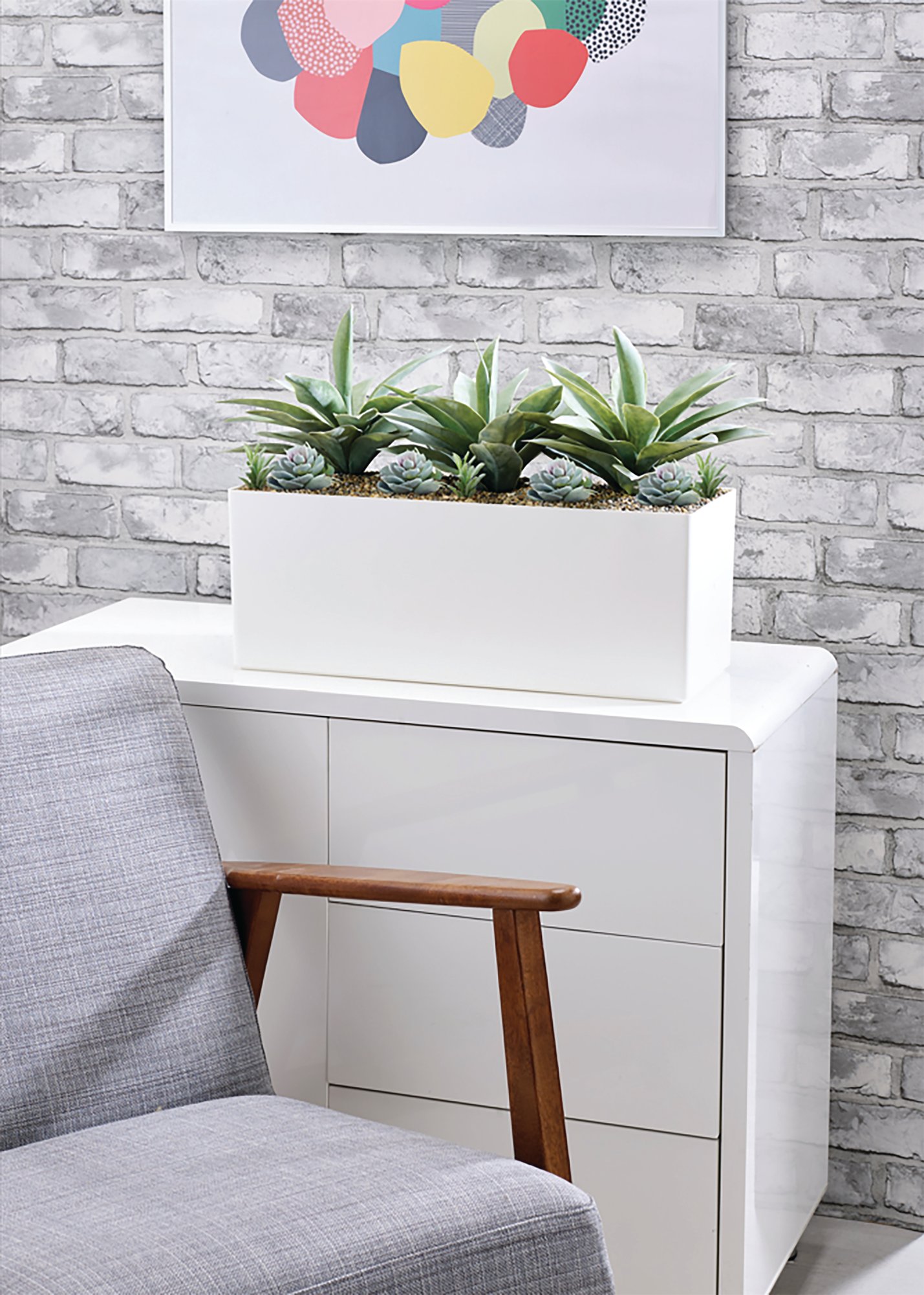 AGAVE/SUCCULENT MATTE WHITE TROUGH