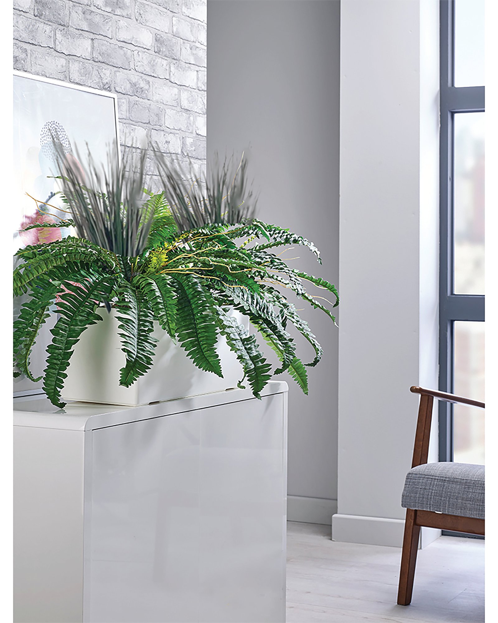 BOSTON FERN/SAVANNAH GRASS WHITE