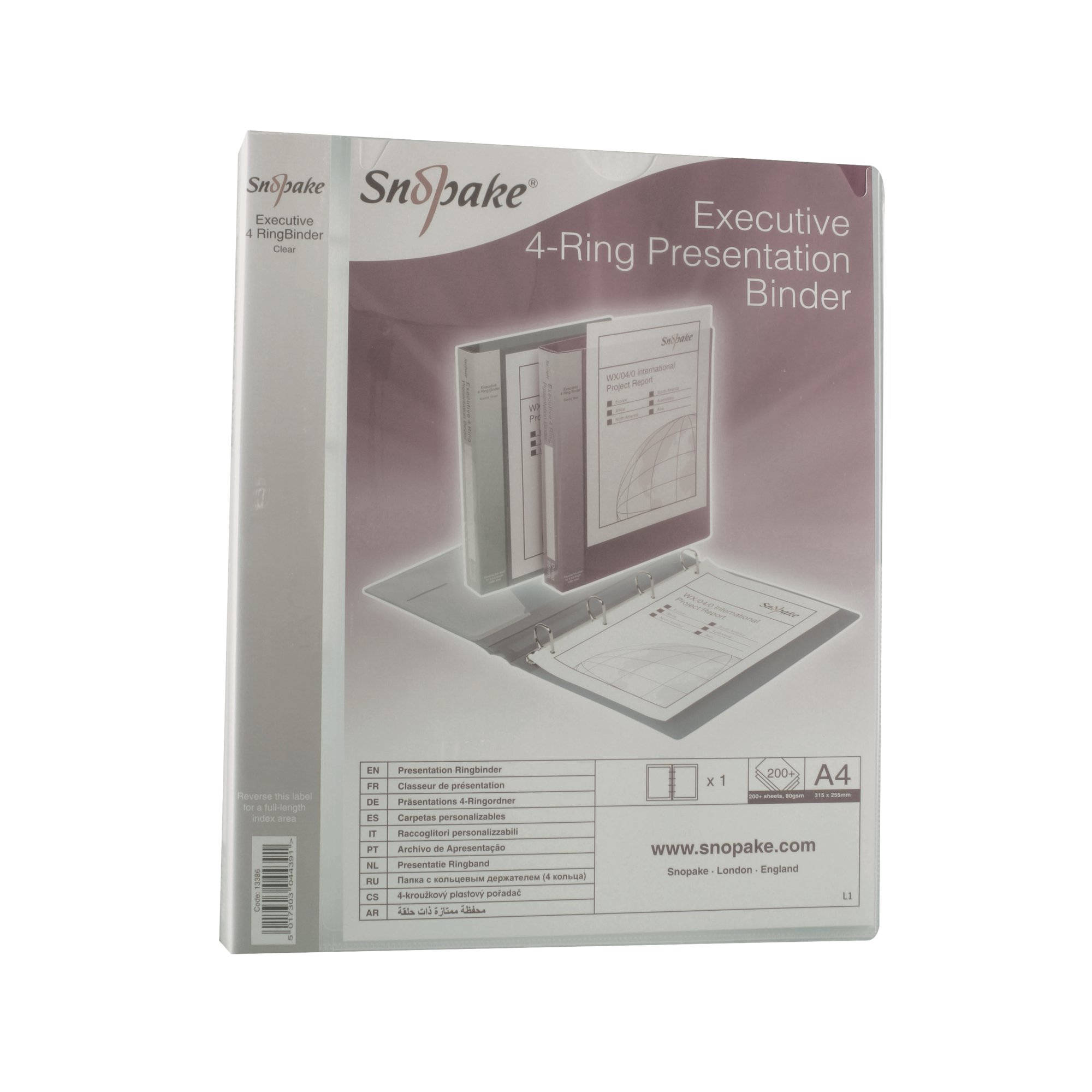 SNOPAKE EXEC PRES 4D RBDR A4 CLEAR