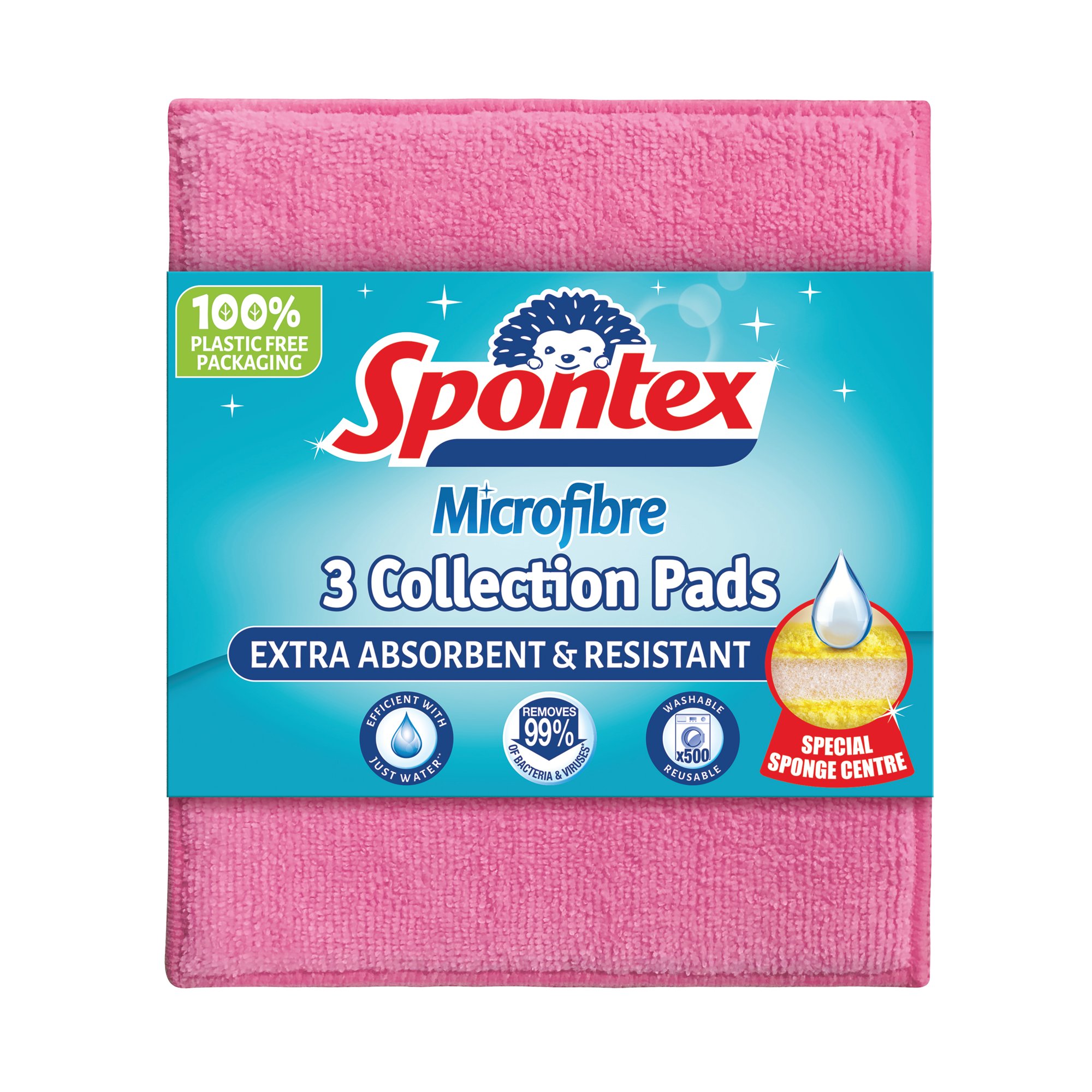 SPONTEX MICROFIBRE PADS ASSORTED PK3