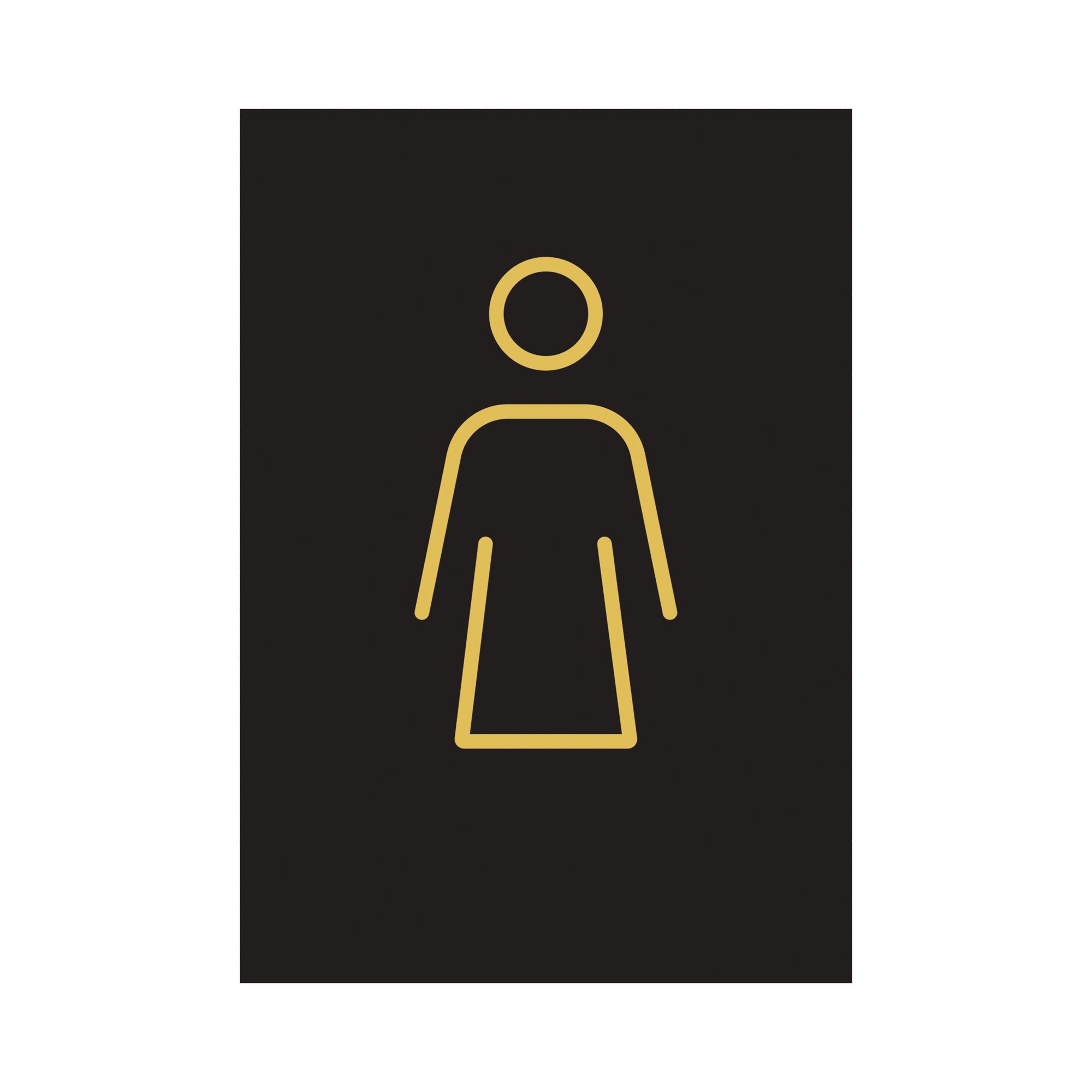 FEMALE TOILET SIGN 105X150MM BLK/GLD