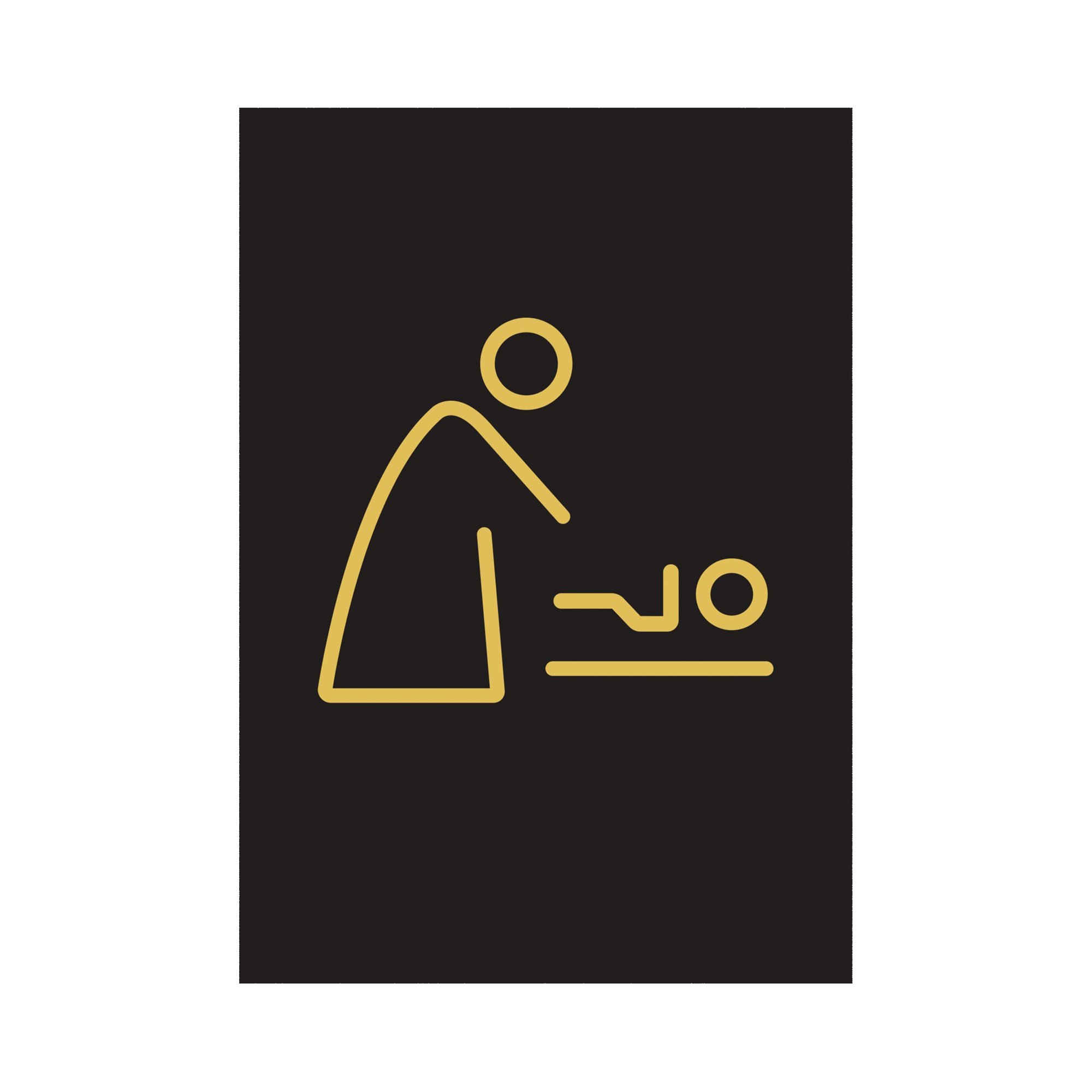 BABY CHANGING SIGN 105X150MM BLK/GLD