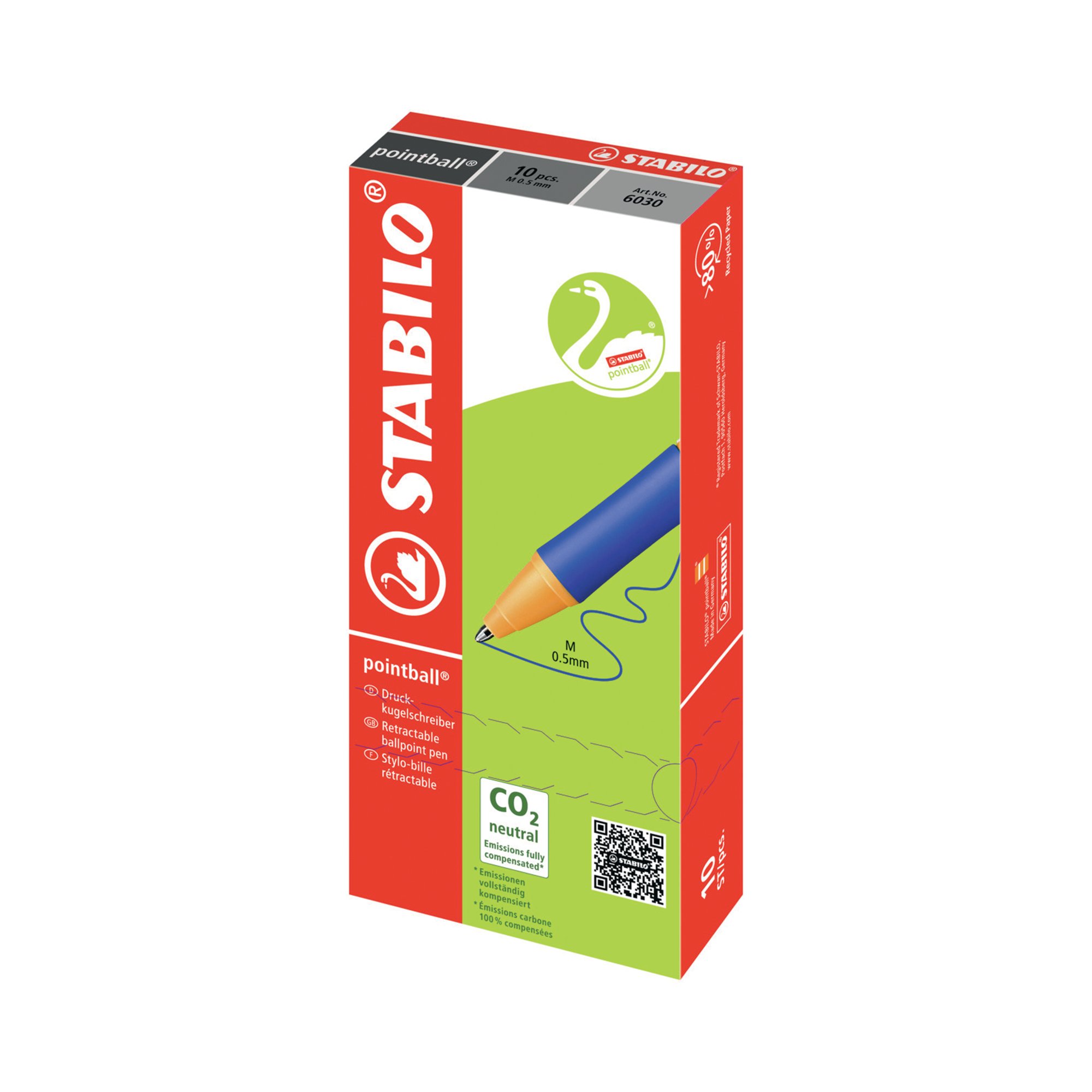 STABILO POINTBALL RETR BPEN BLK PK10