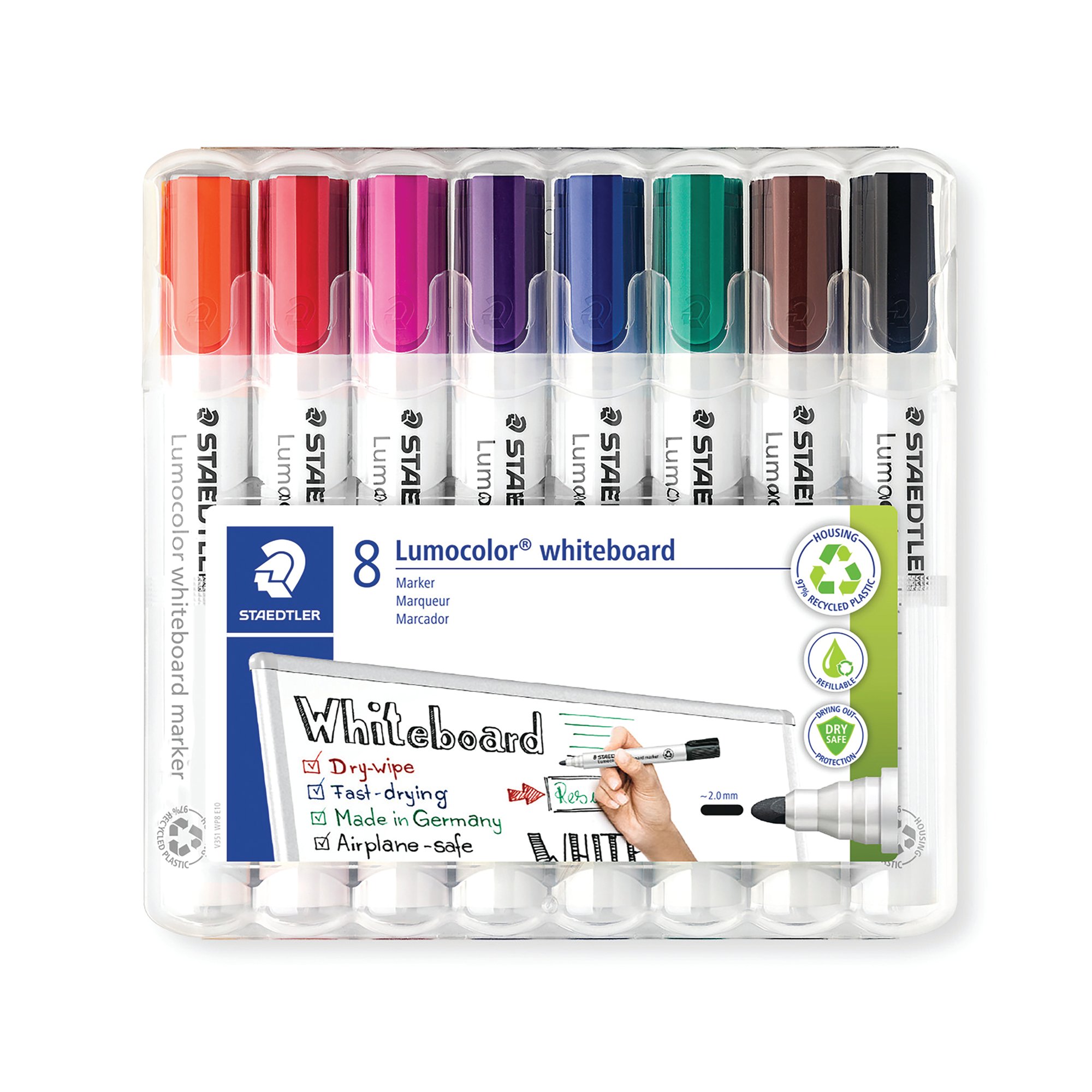 STAEDTLER LUMO 351 DRYWIPE AST PK8