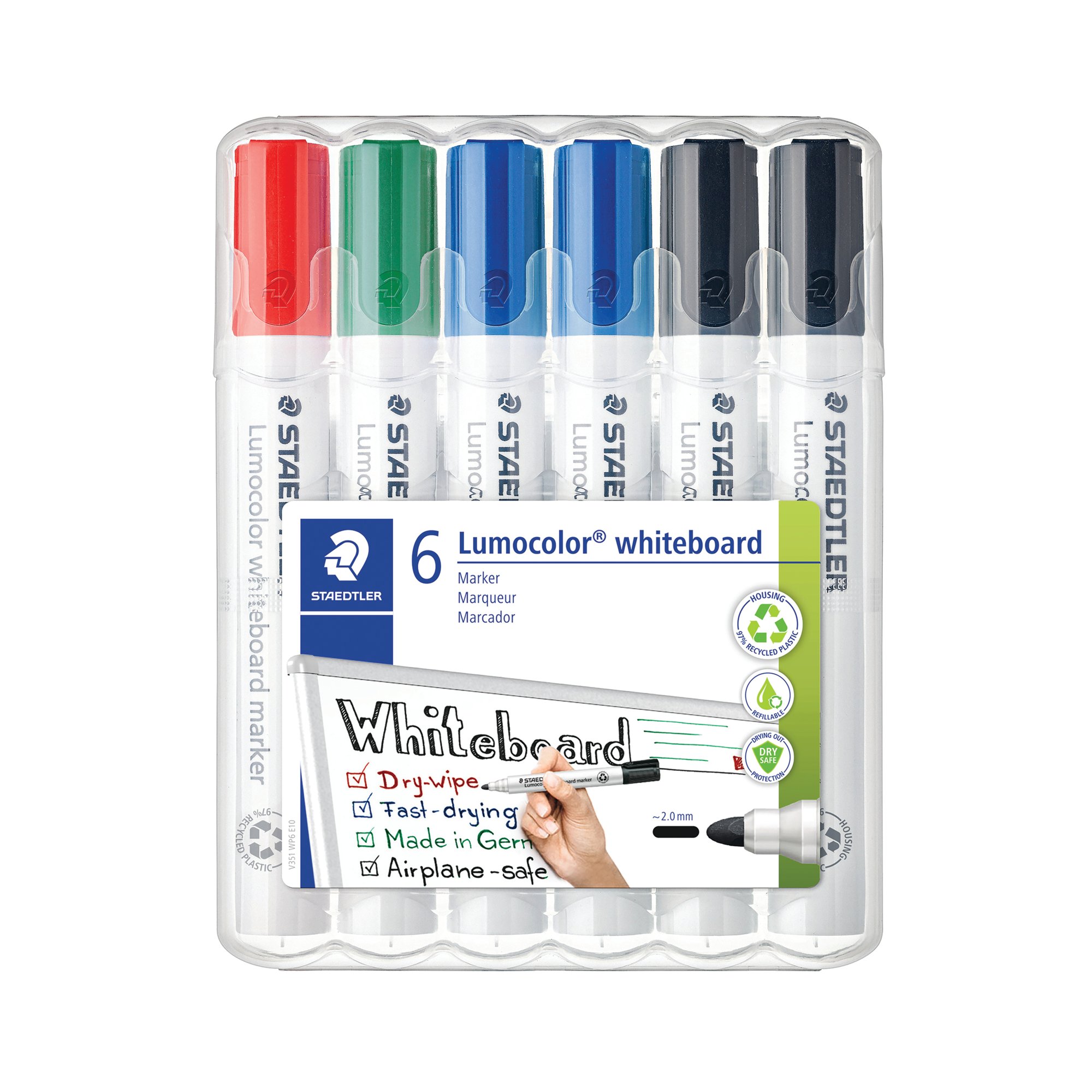 STAEDTLER LUMO 351 DRYWIPE AST PK6