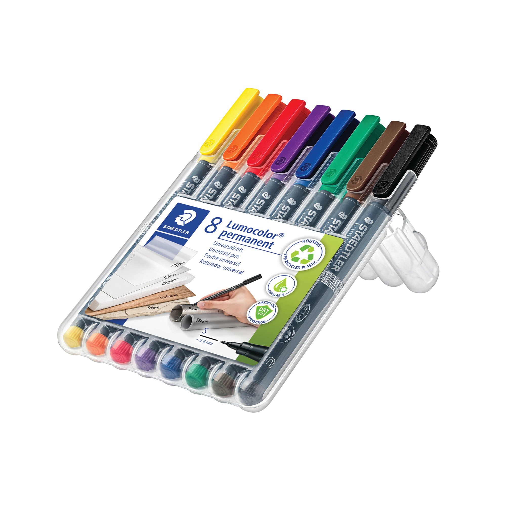 STAEDTLER LUMOCOLOUR MED TIP PK8