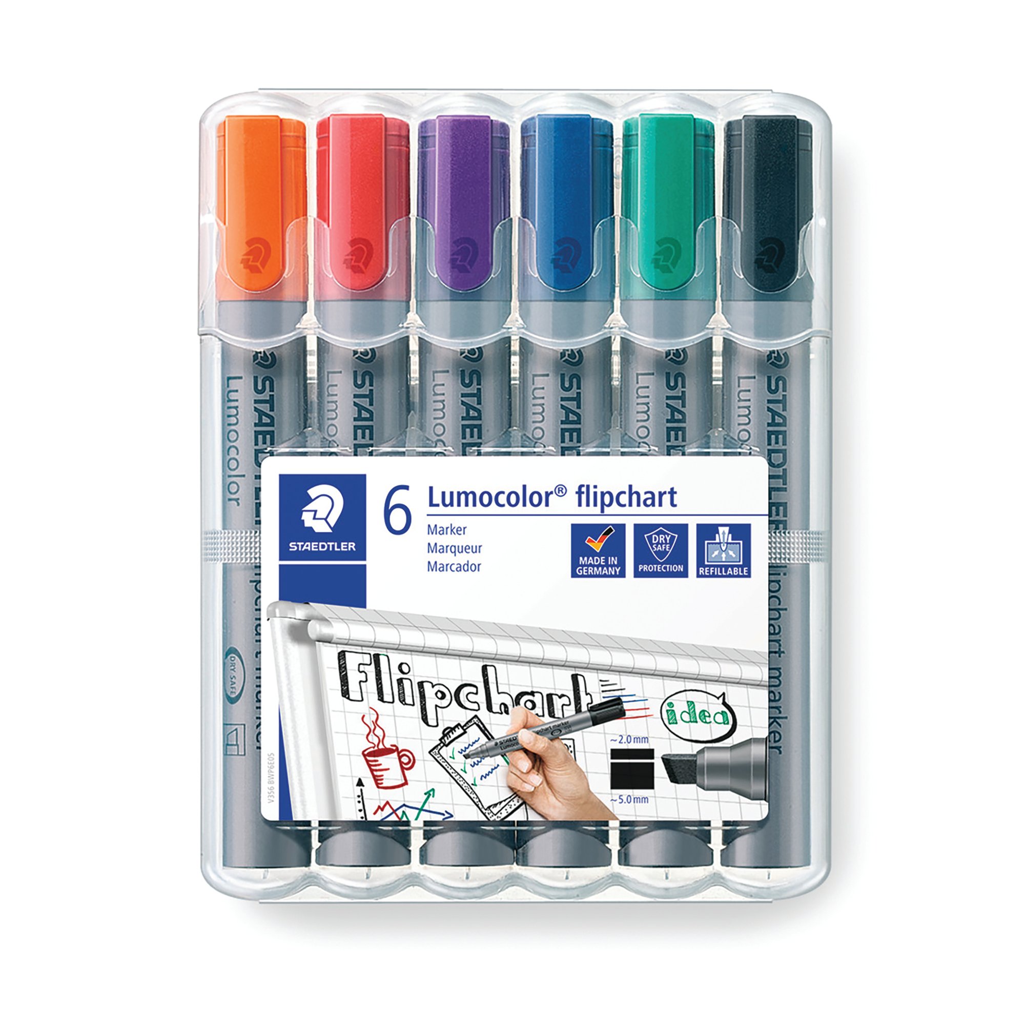 STAEDTLER FLIPCHART MARKER ASST PK6
