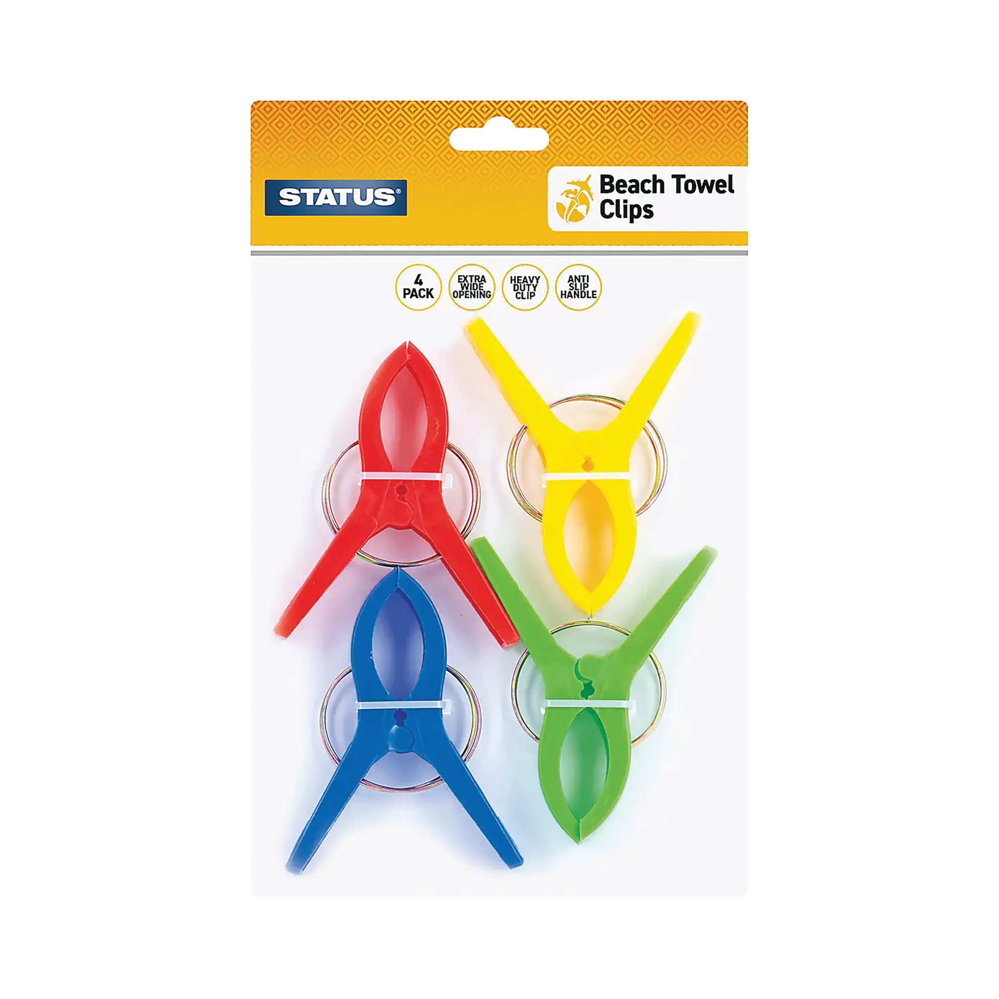 STATUS MCOL BEACH TOWEL CLIP AST PK4